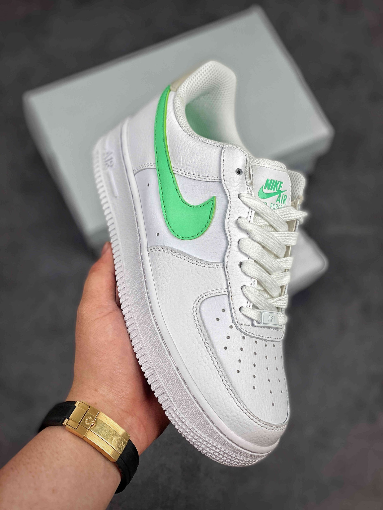 Nike Air Force 1 Low White/Light Bone-Green Glow For Sale