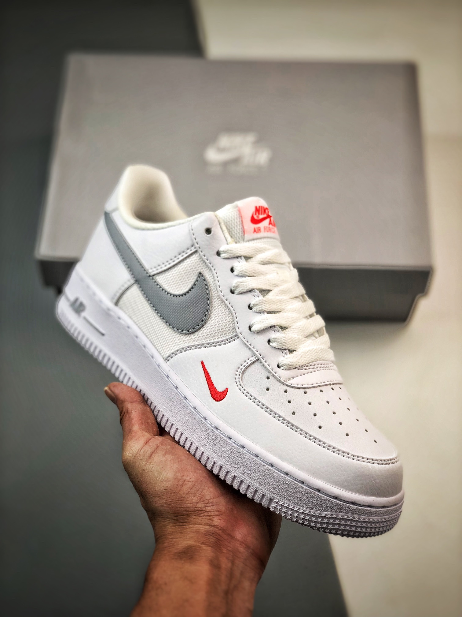 Nike Air Force 1 Low “White/Red/Grey” For Sale