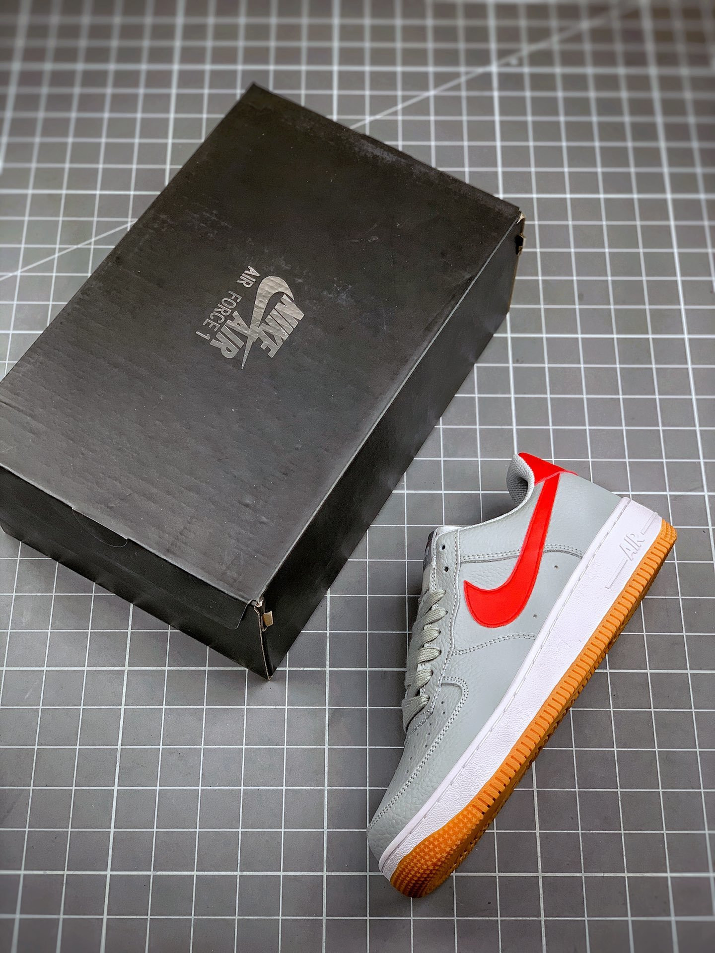 Nike Air Force 1 Low Wolf Grey/White/Gum/Red For Sale