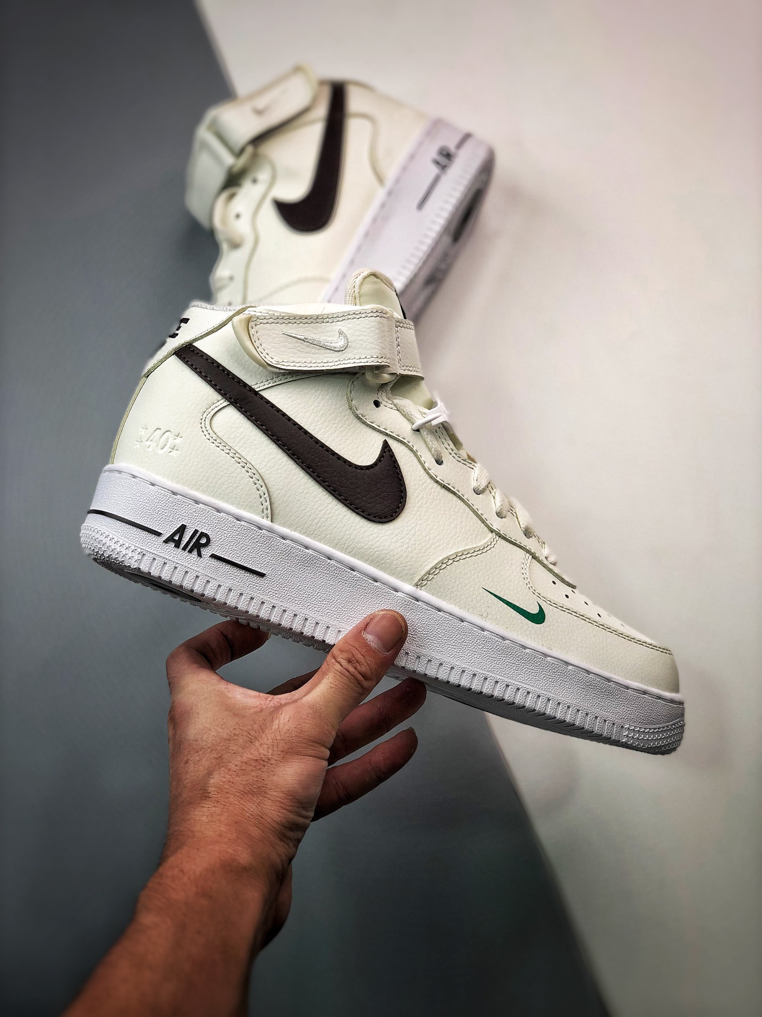 Nike Air Force 1 Mid ’40th Anniversary’ Sail/Malachite/White/Brown Basalt For Sale