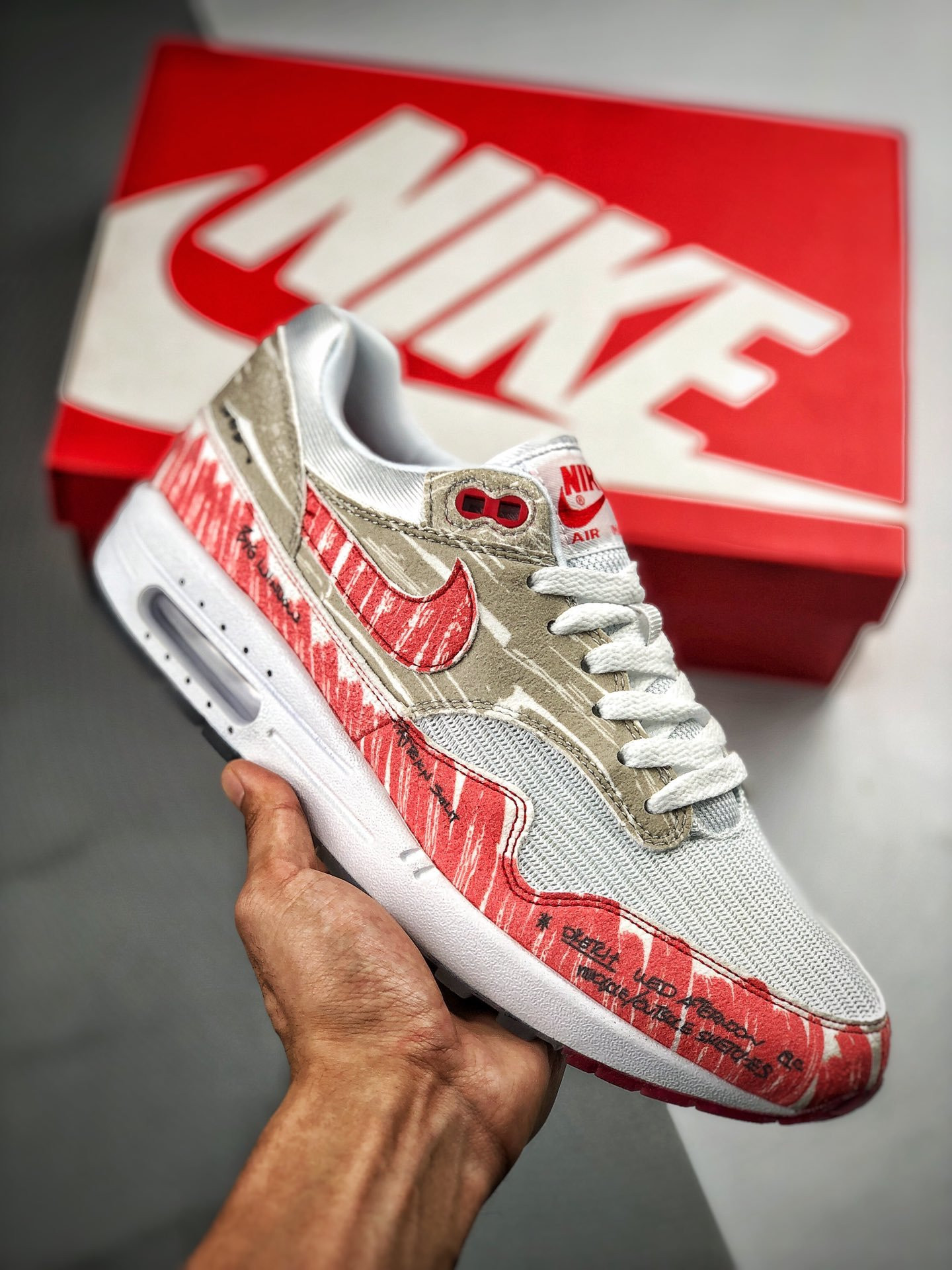 Nike Air Max 1 “Sketch To Shelf” White/University Red On Sale