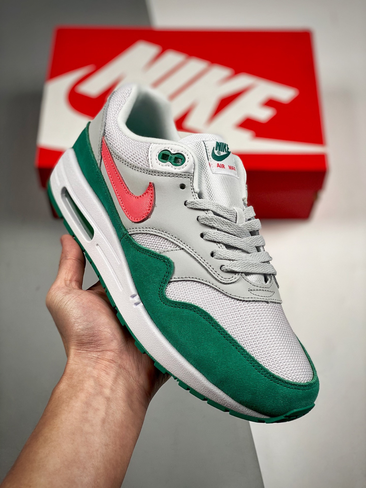 Nike Air Max 1 “Watermelon” White/Sunset Pulse-Kinetic Green For Sale