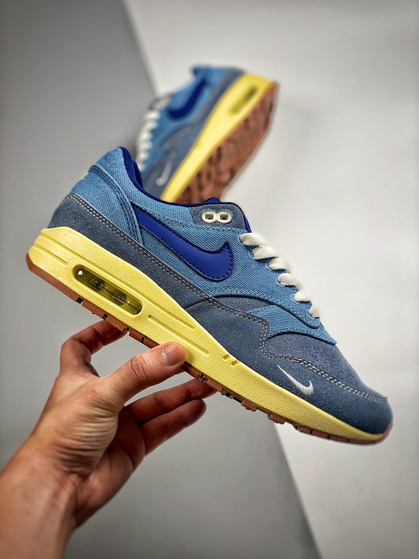 Nike Air Max 1 “Dirty Denim” Mineral Slate/Blue-Lemon Wash For Sale