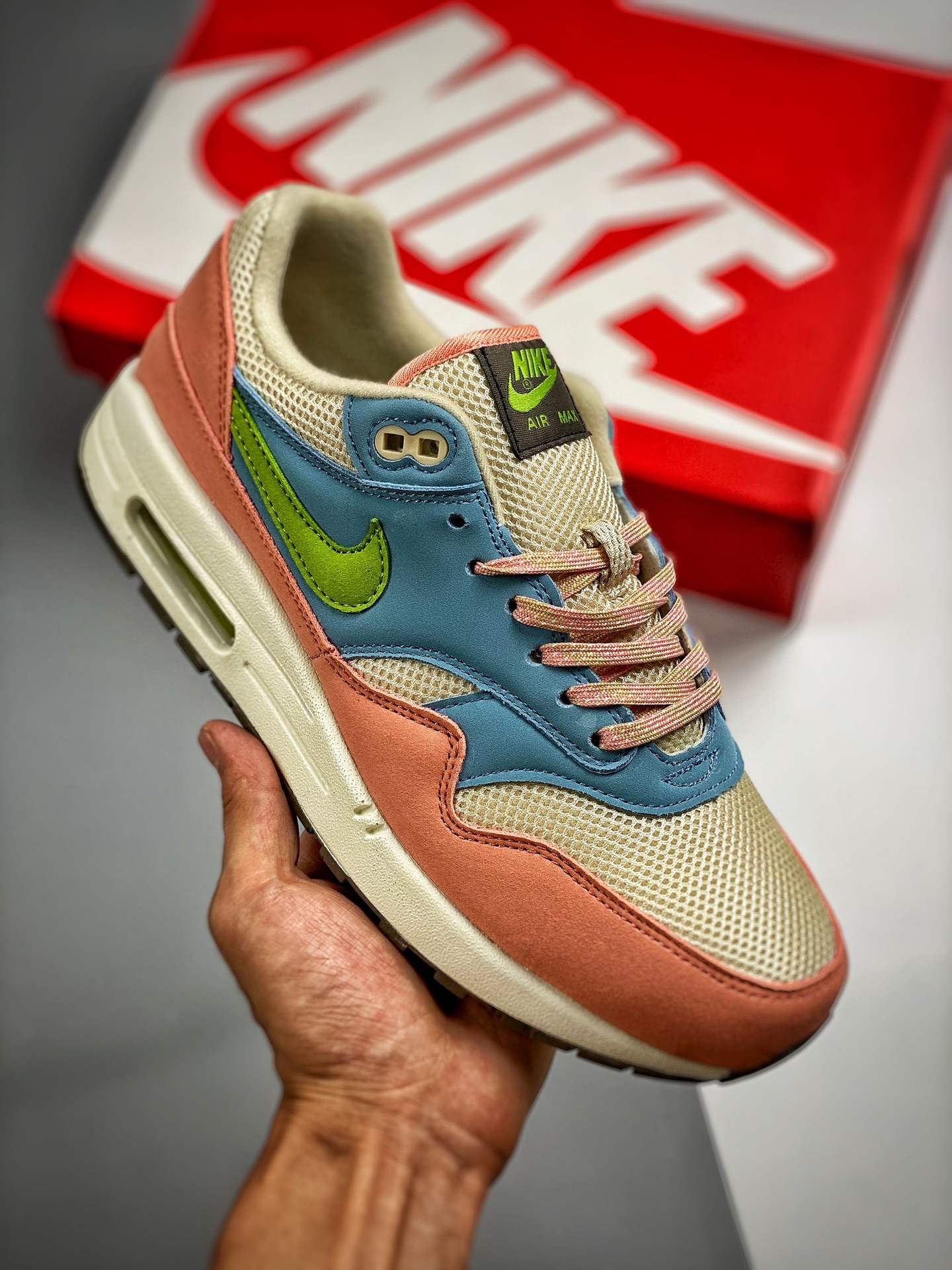 Nike Air Max 1 Light Madder Root/Vivid Green-Rattan For Sale