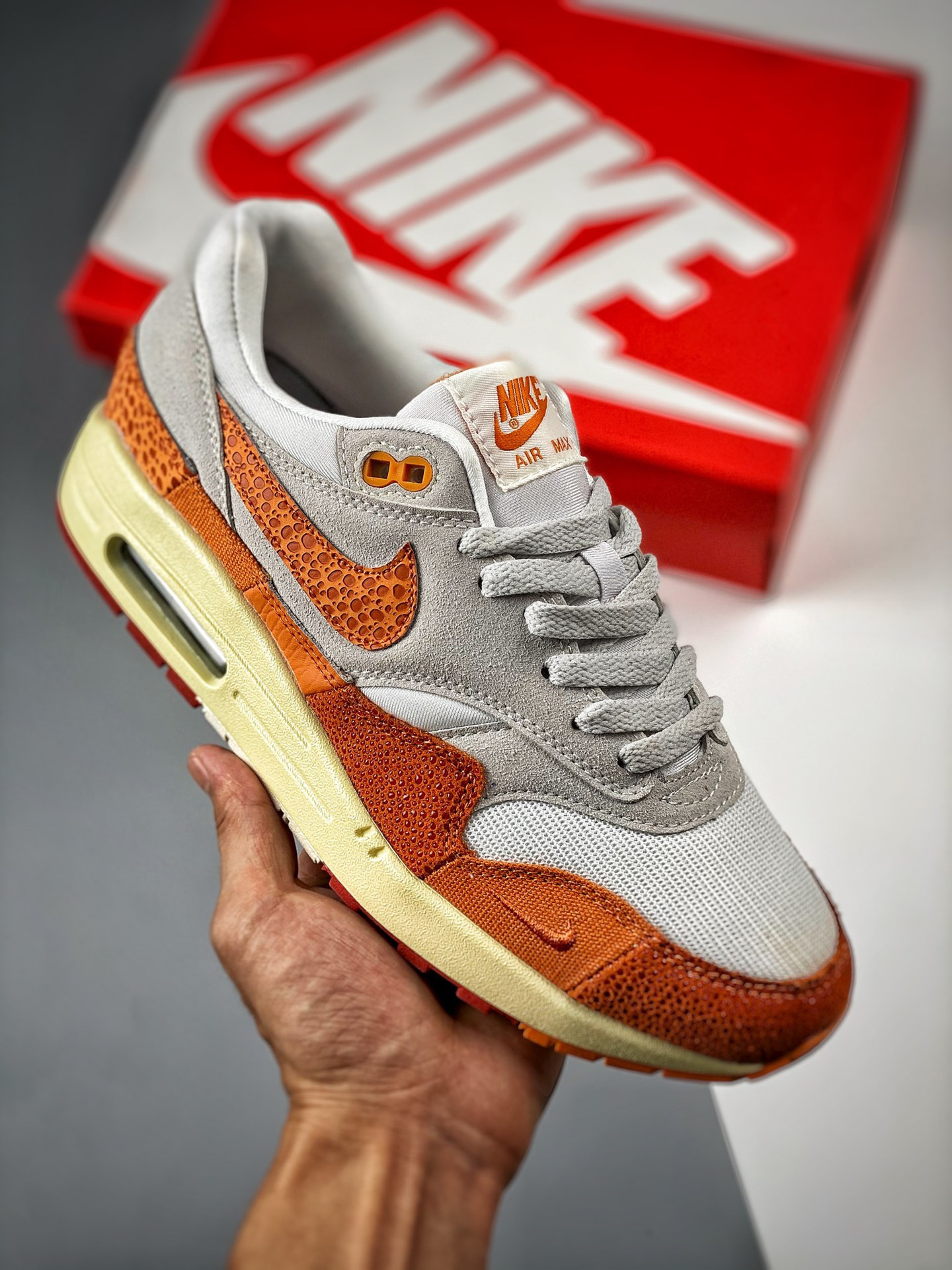 Nike Air Max 1 Master Light Bone/Magma Orange-Neutral Grey For Sale