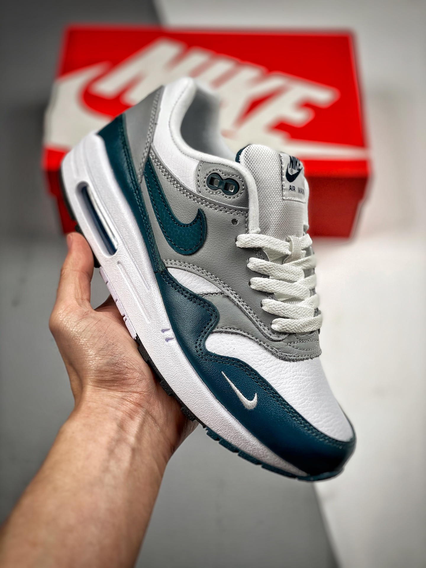 Nike Air Max 1 White/Dark Teal Green-Wolf For Sale