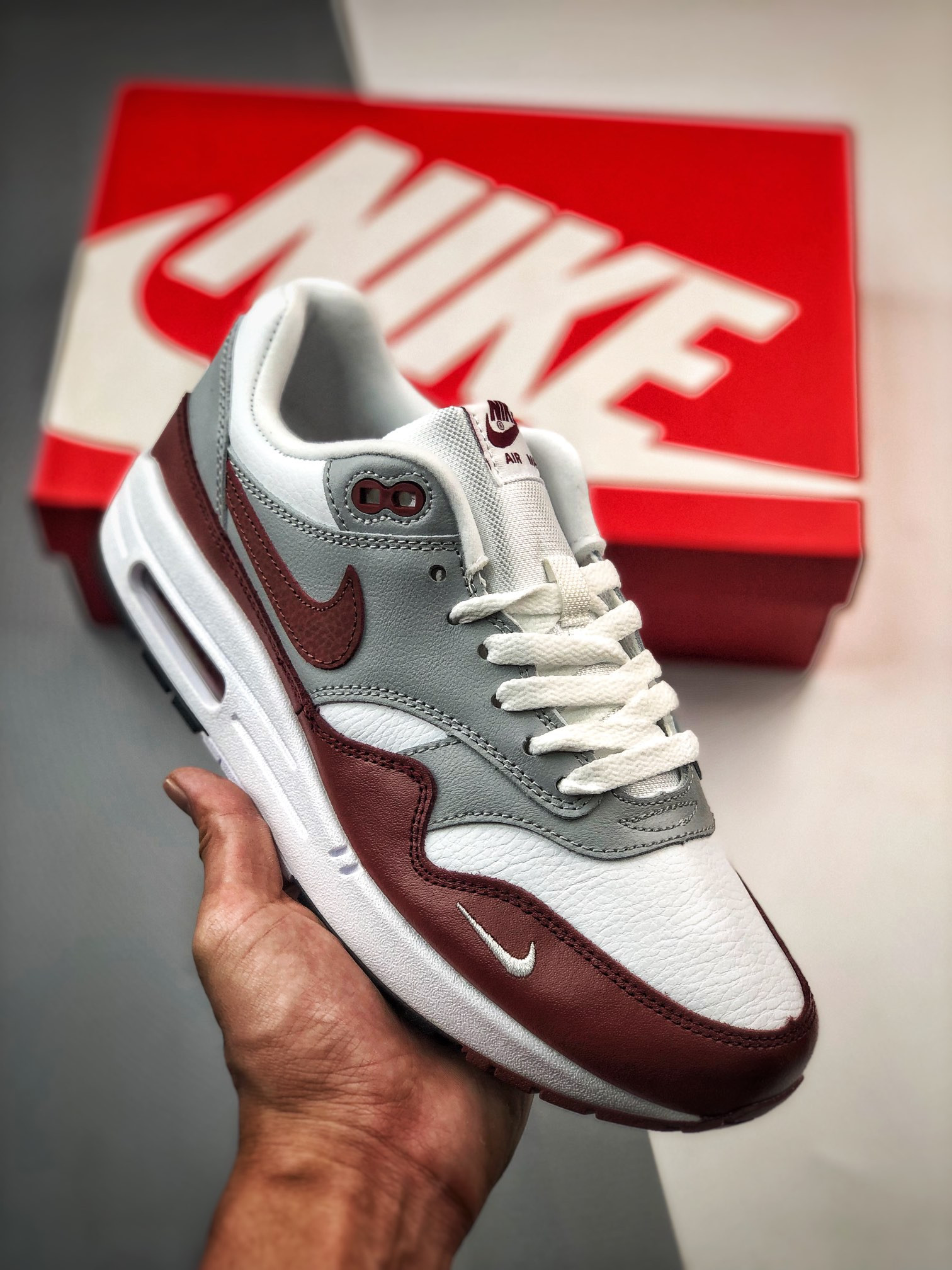 Nike Air Max 1 White/Mystic Dates-Wolf Grey-Black For Sale