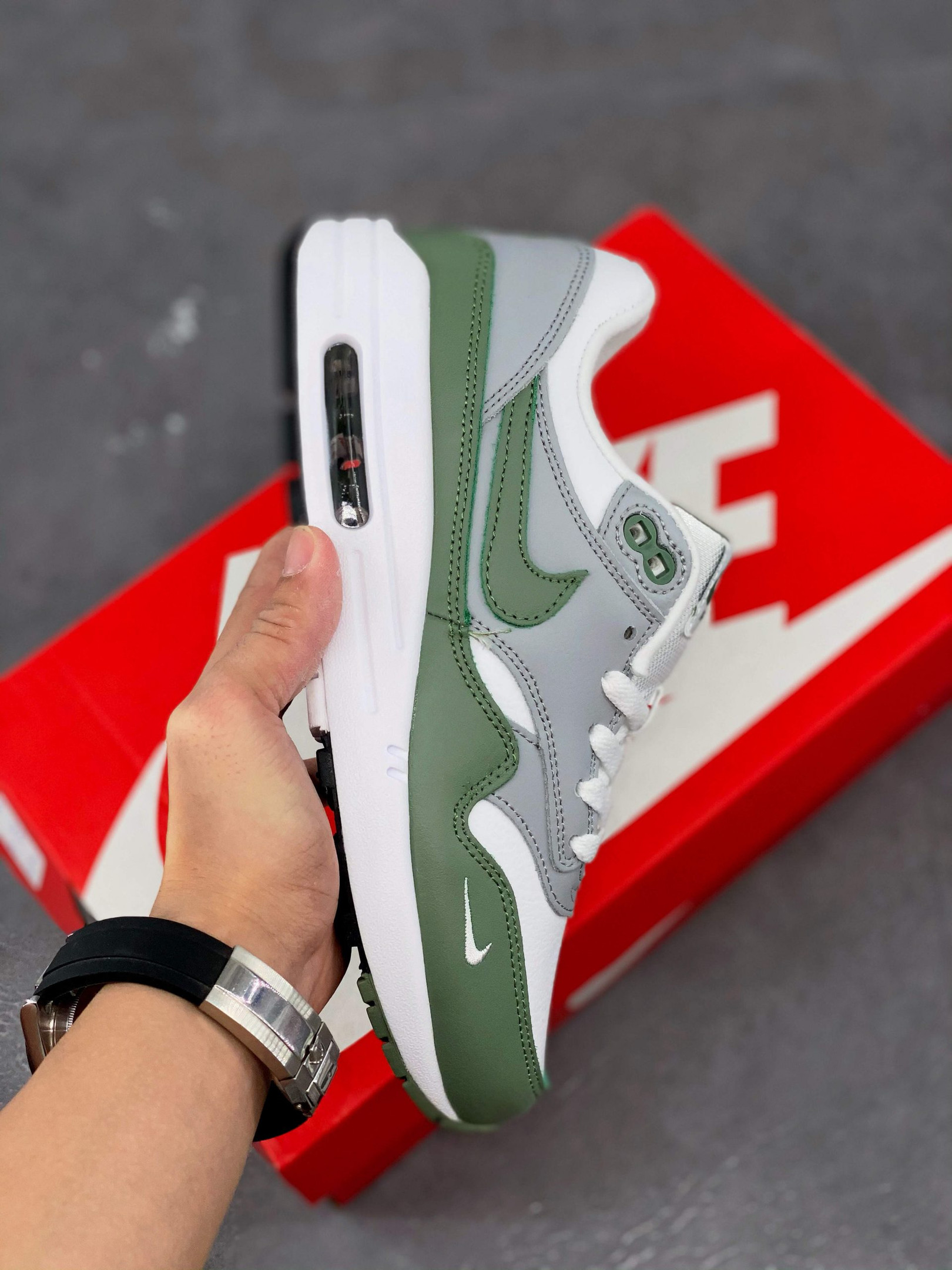 Nike Air Max 1 White/Spiral Sage-Wolf For Sale