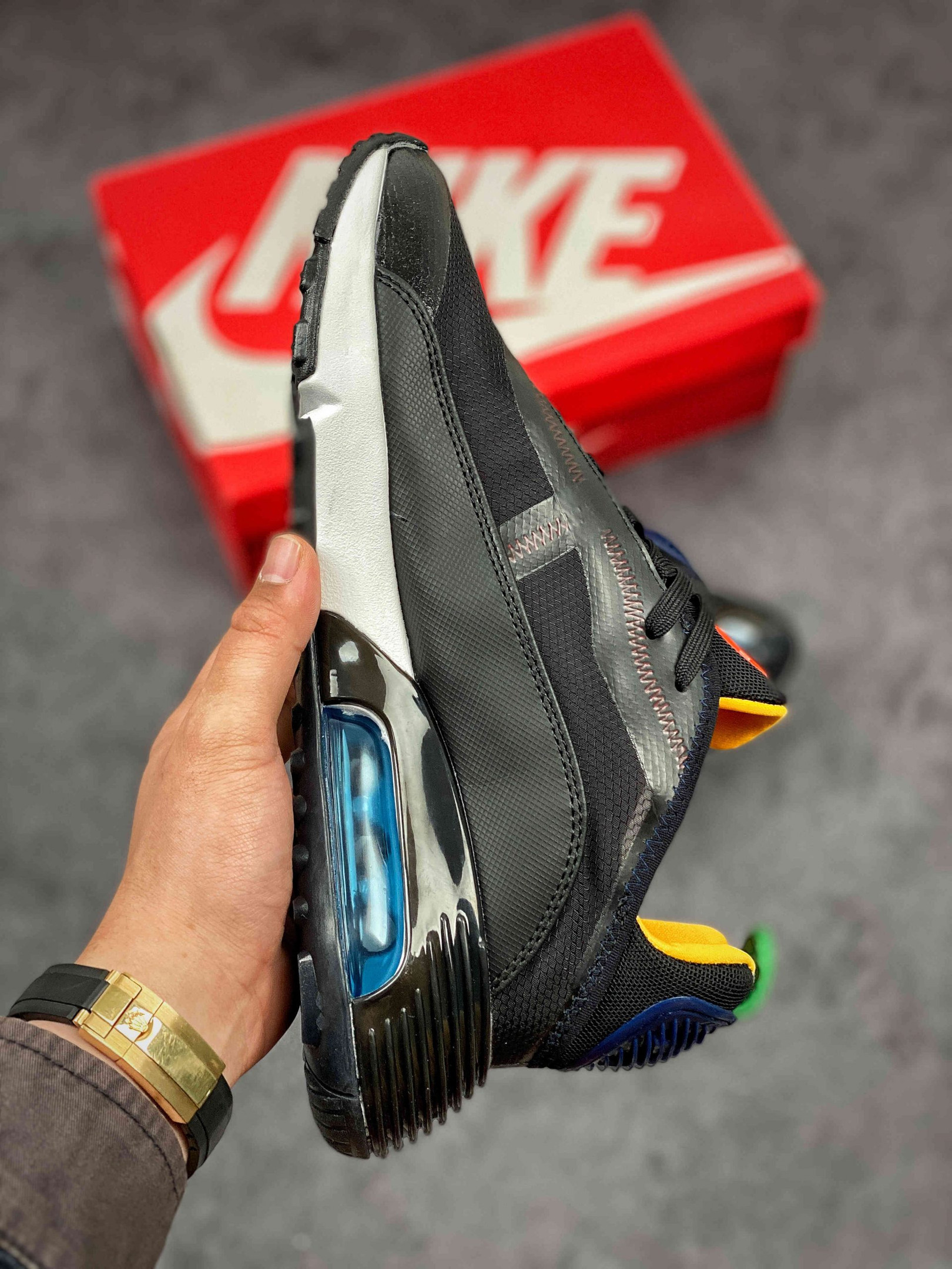 Nike Air Max 2090 Dark Grey/Black-Chile Red-University Gold On Sale