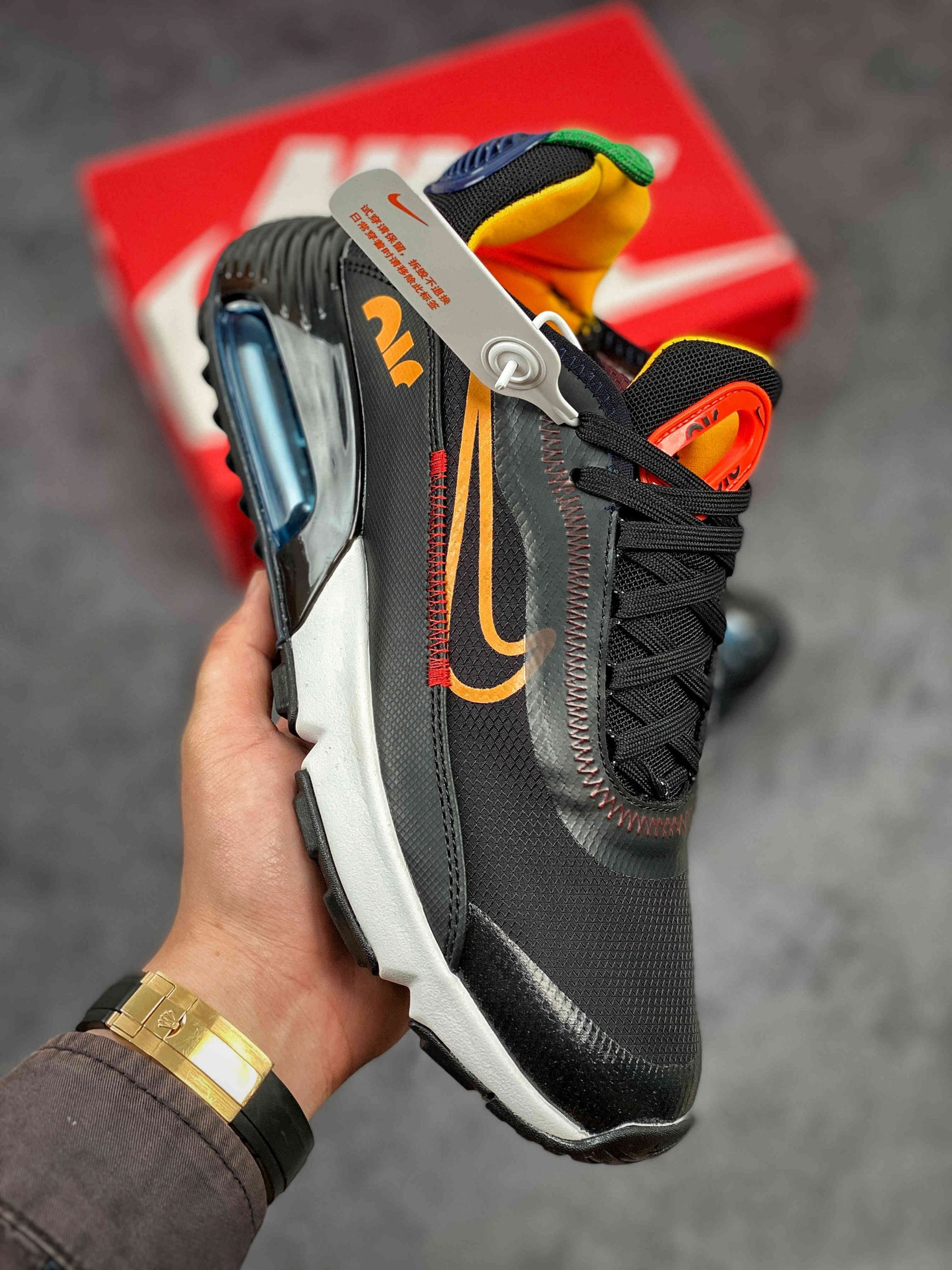 Nike Air Max 2090 Dark Grey/Black-Chile Red-University Gold On Sale