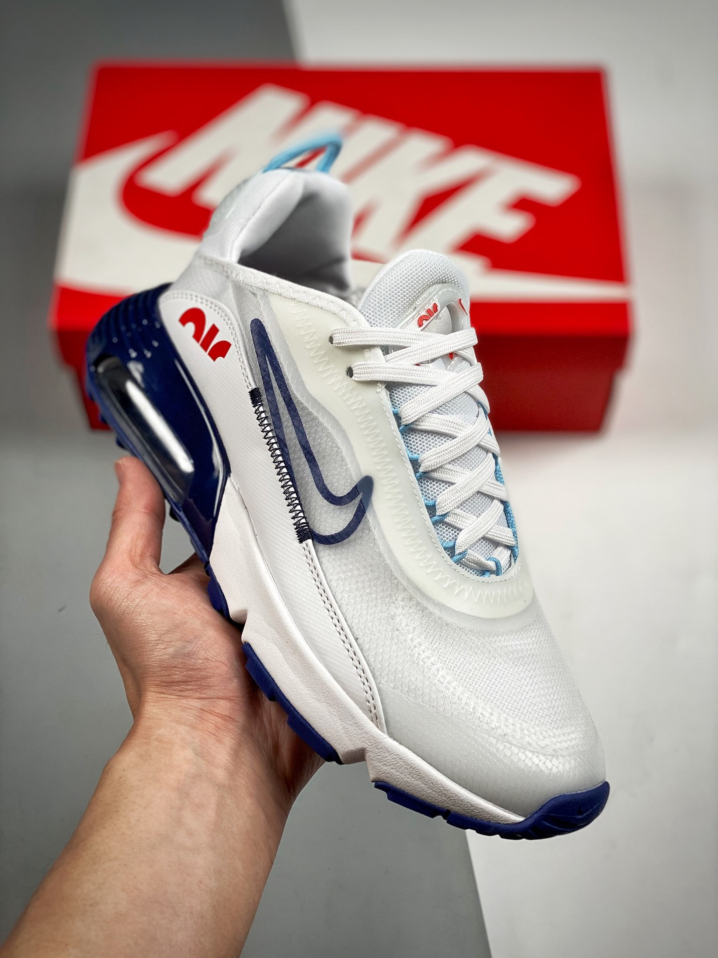 Nike Air Max 2090 White Navy Red For Sale