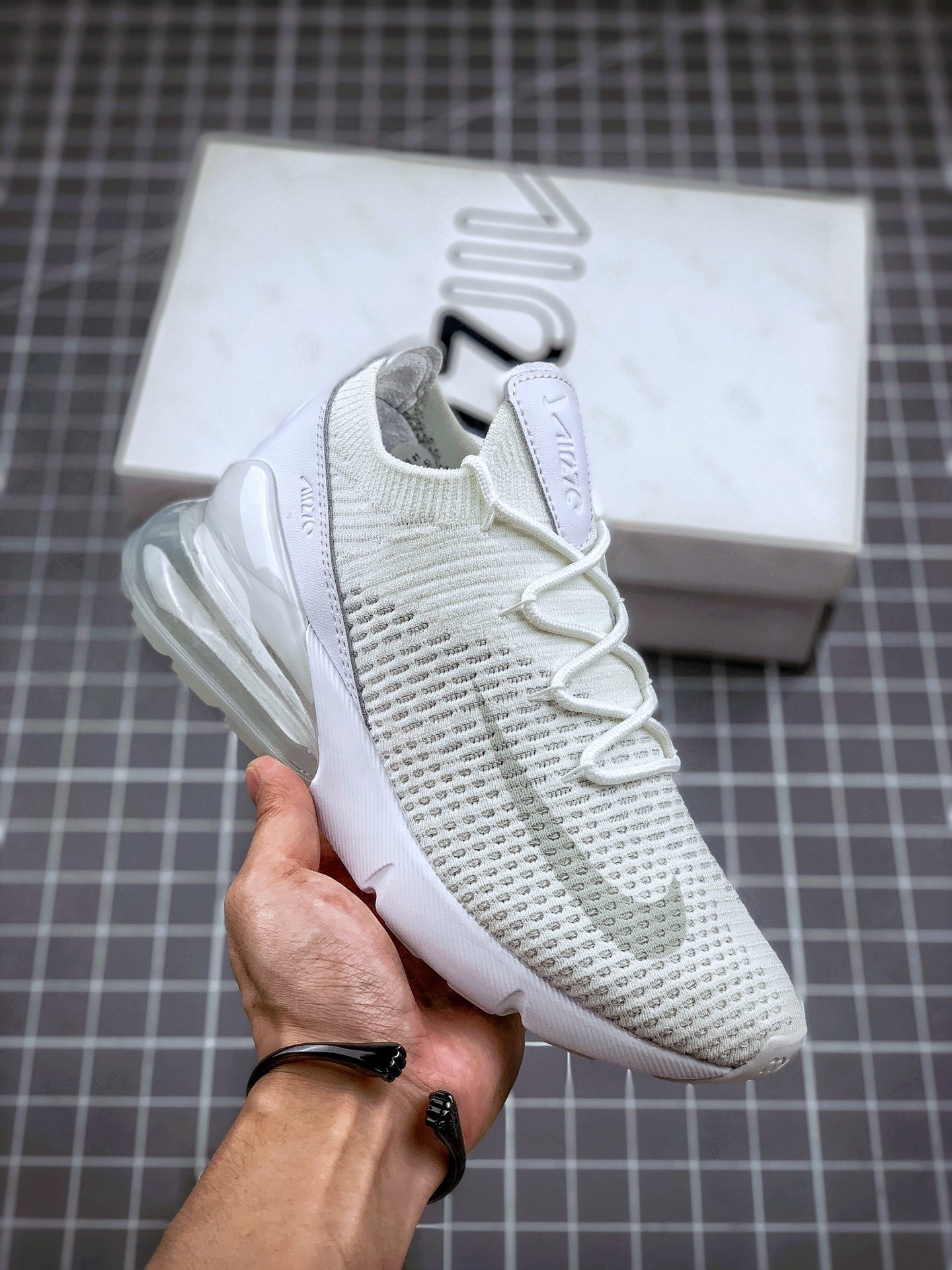 Nike Air Max 270 Flyknit “Triple White” For Sale