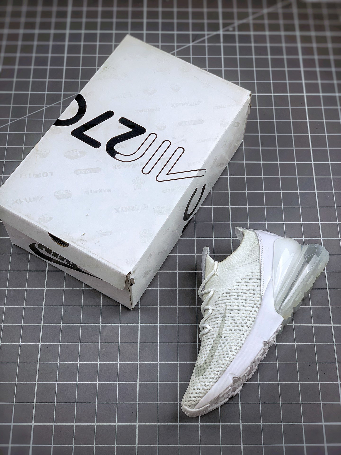 Nike Air Max 270 Flyknit “Triple White” For Sale