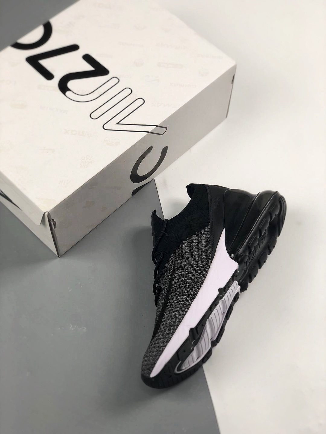Nike Air Max 270 Flyknit Black White For Sale