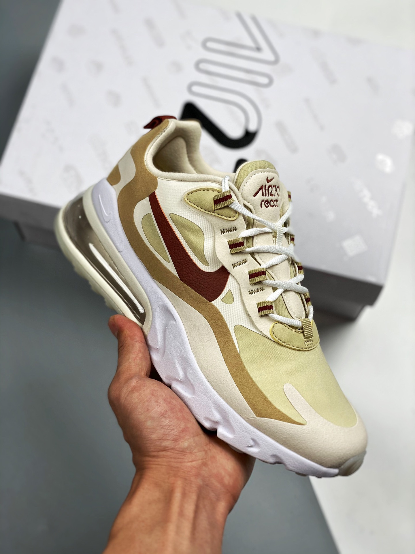 Nike Air Max 270 React ‘Mars Yard’ Red Beige For Sale