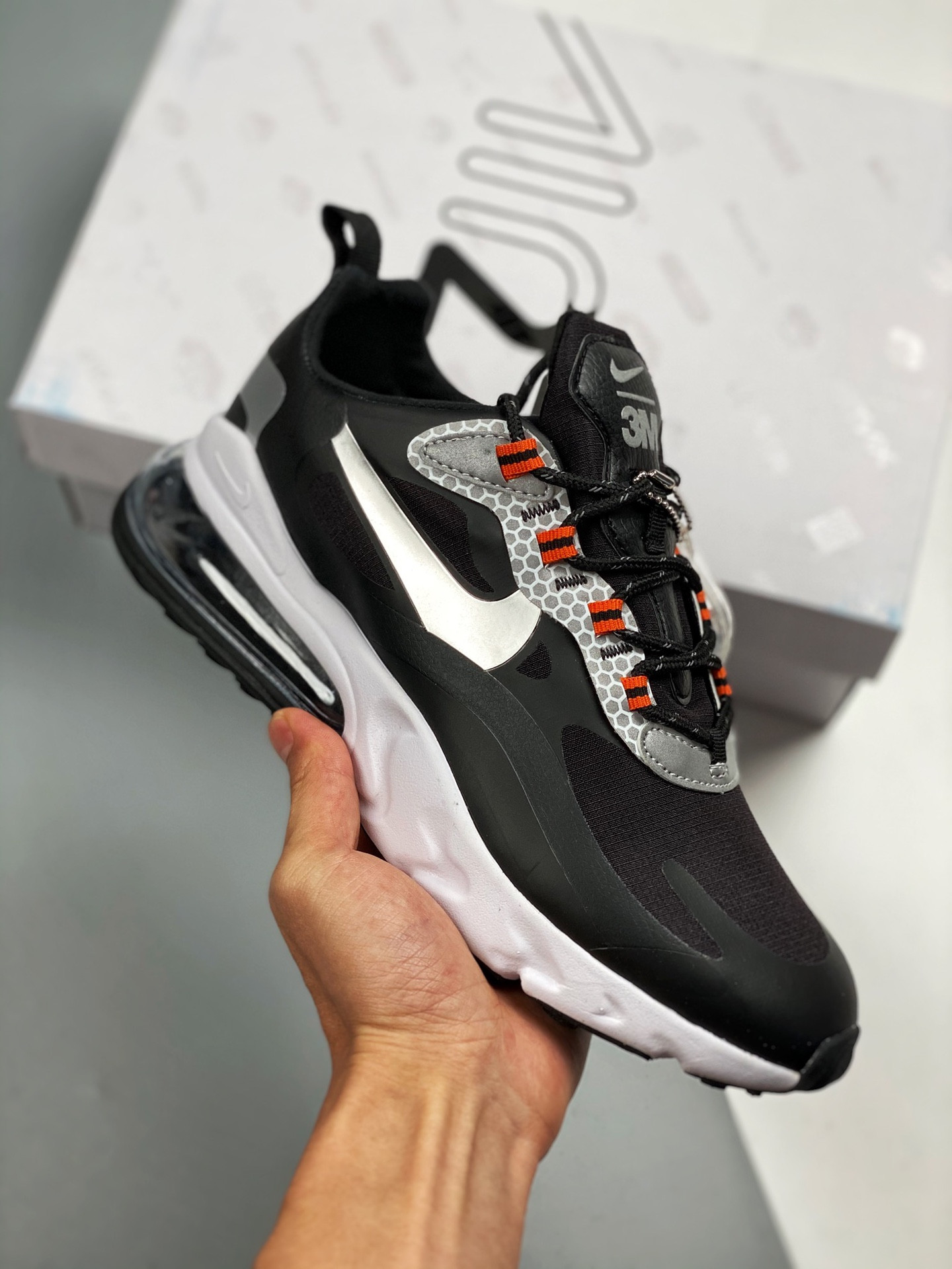 Nike Air Max 270 React Black Silver For Sale