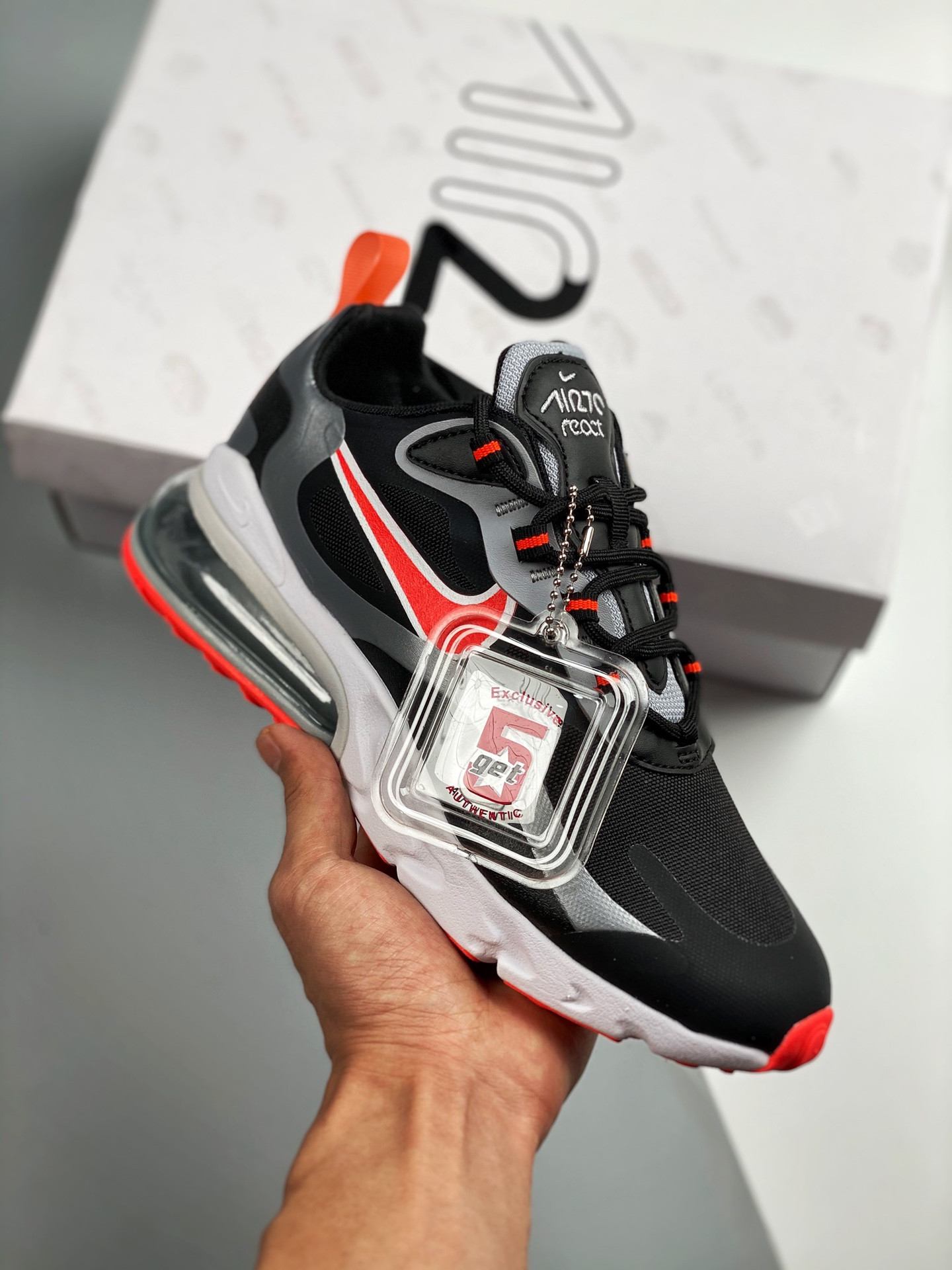 Nike Air Max 270 React Black Silver Red For Sale