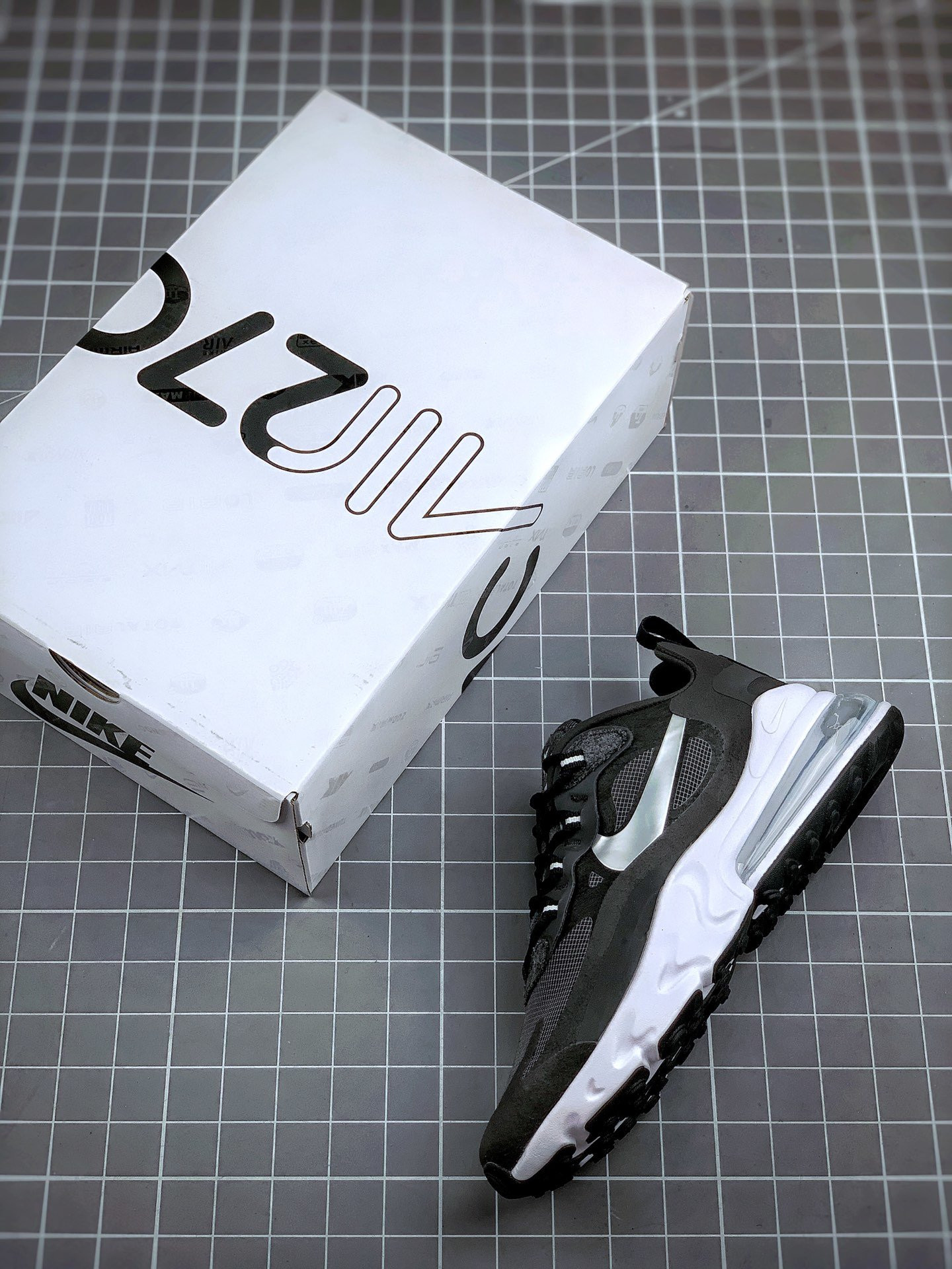 Nike Air Max 270 React Black/Metallic Silver/White For Sale
