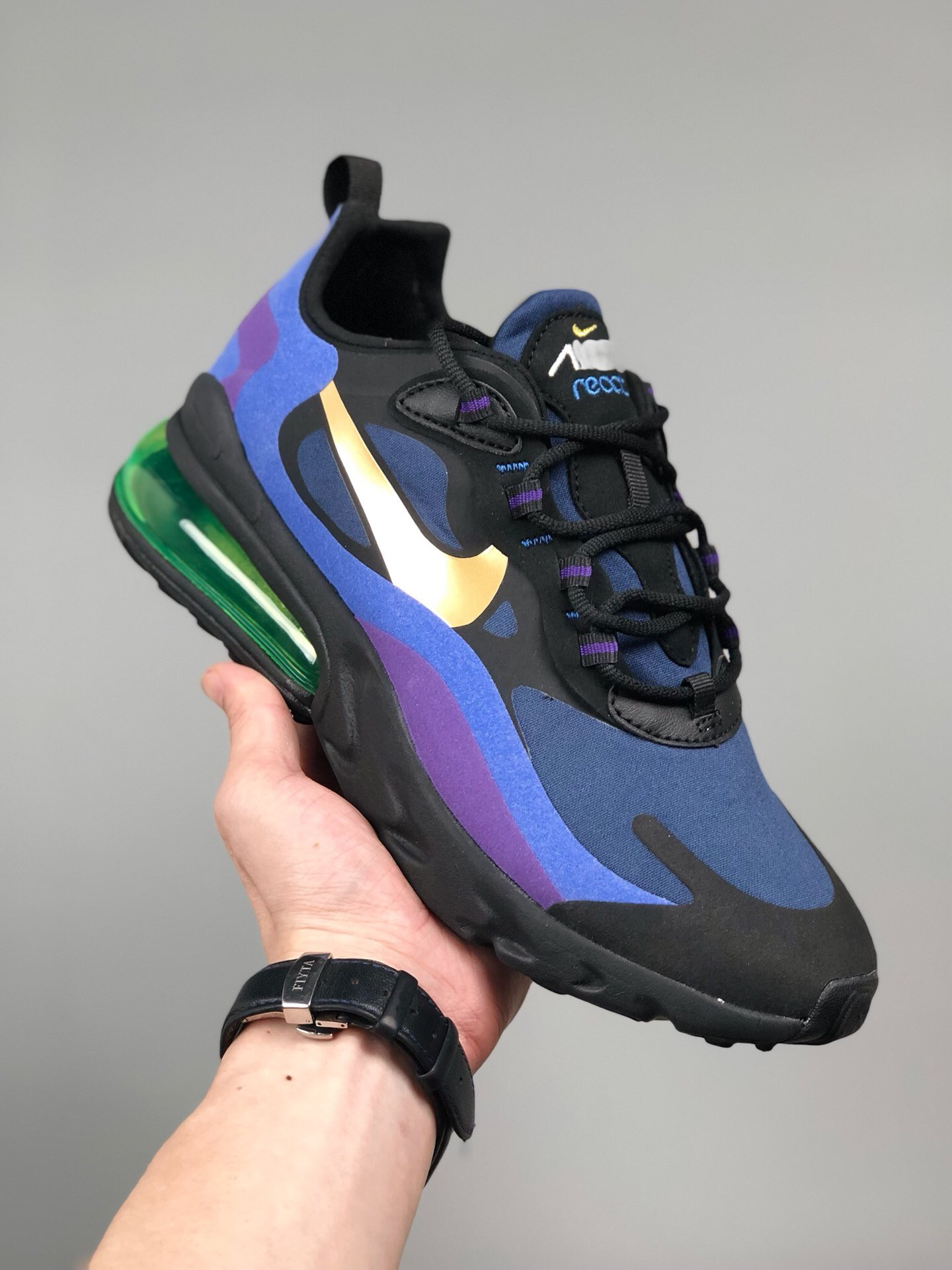 Nike Air Max 270 React Black/University Gold-Deep Royal Blue