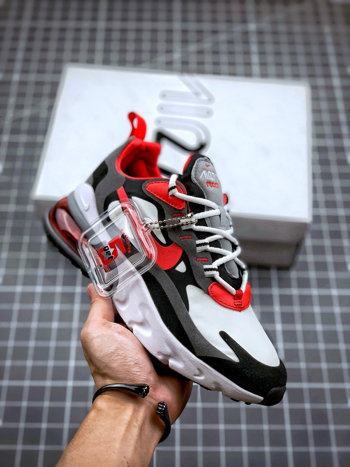 Nike Air Max 270 React Black/White-Iron Grey-University Red For Sale