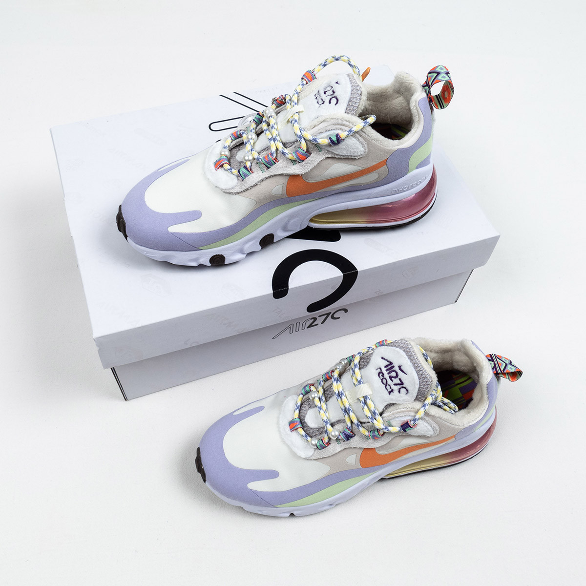 Nike Air Max 270 React Cream Purple Orange For Sale