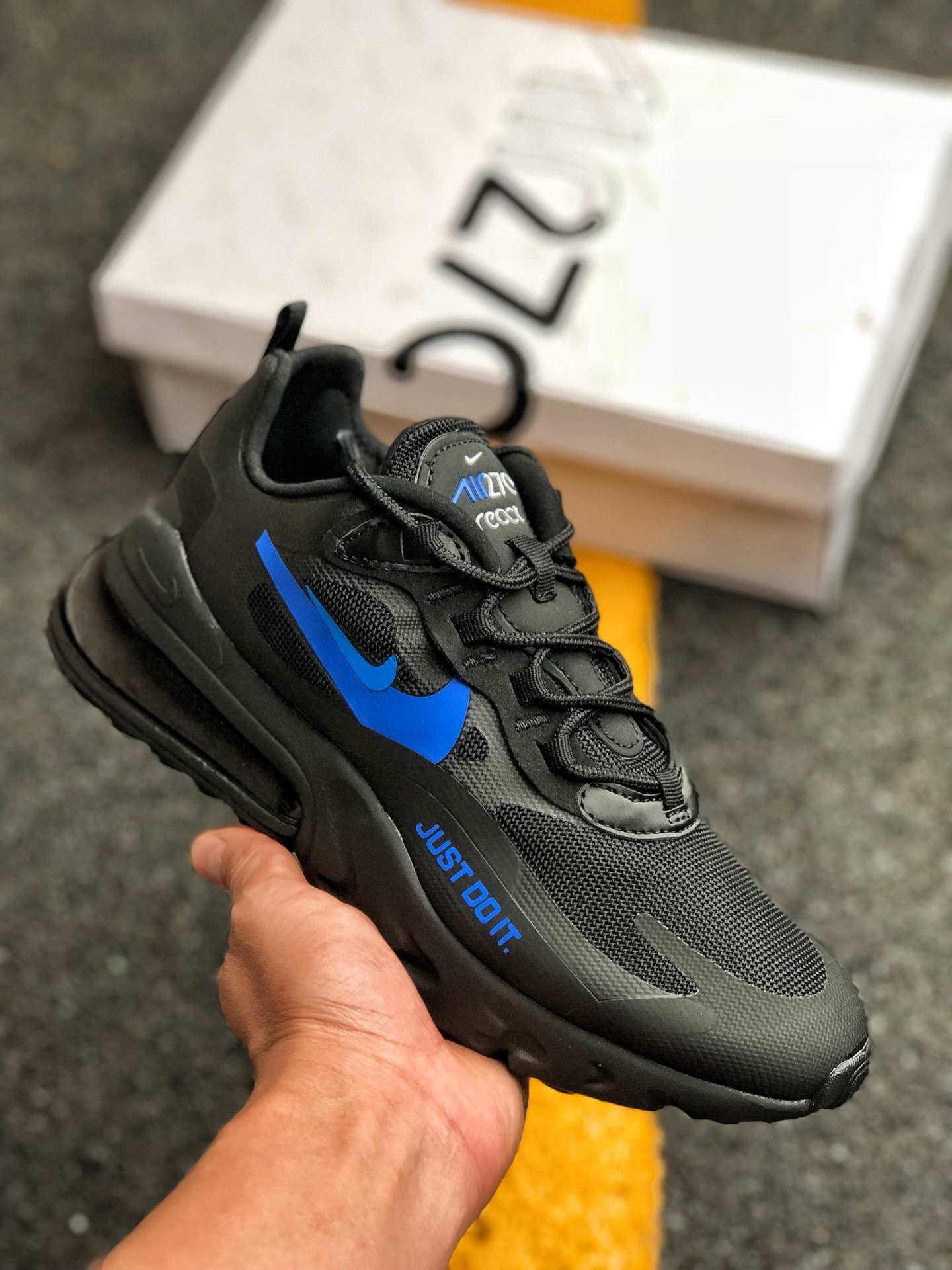 Nike Air Max 270 React ‘Just Do It’ Black For Sale