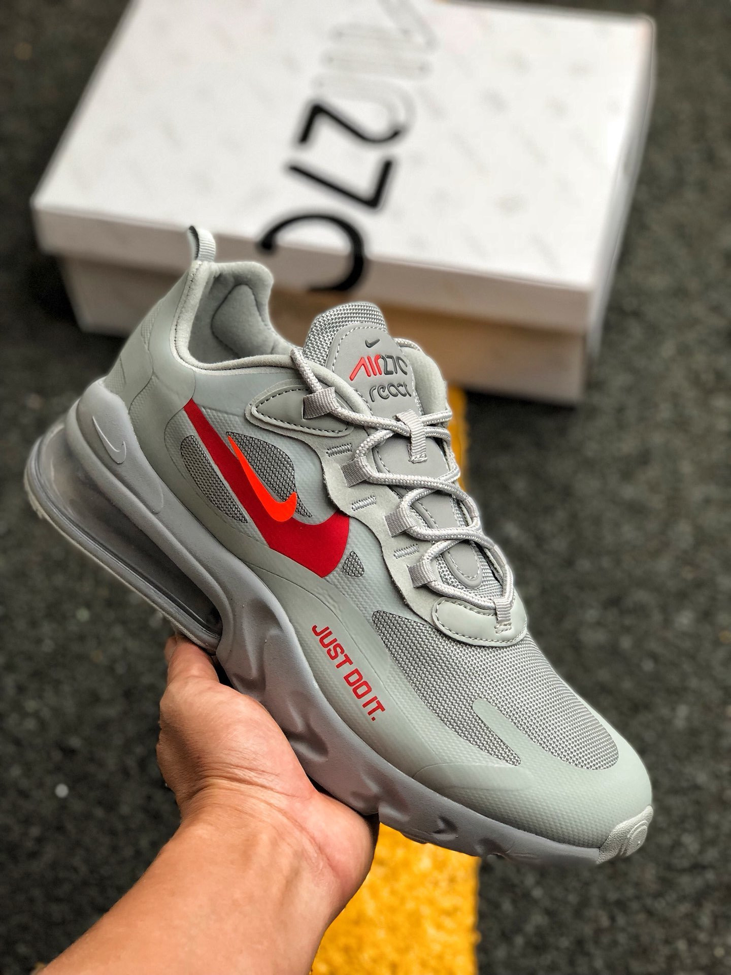 Nike Air Max 270 React ‘Just Do It’ Grey For Sale