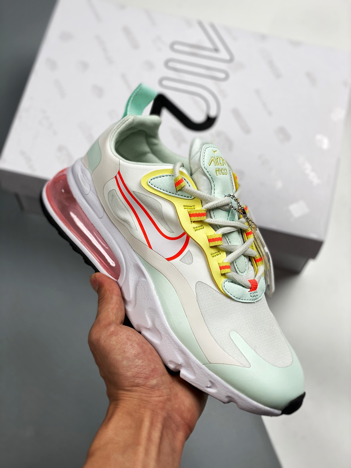 Nike Air Max 270 React Pale Ivory/Barely Green/Light Zitron/White For Sale