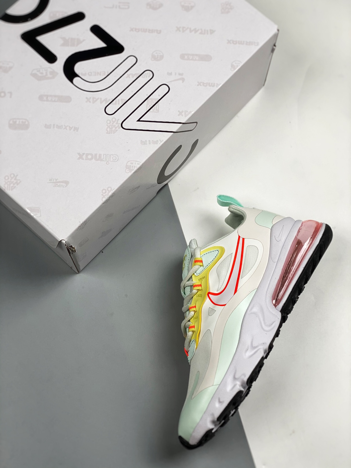 Nike Air Max 270 React Pale Ivory/Barely Green/Light Zitron/White For Sale