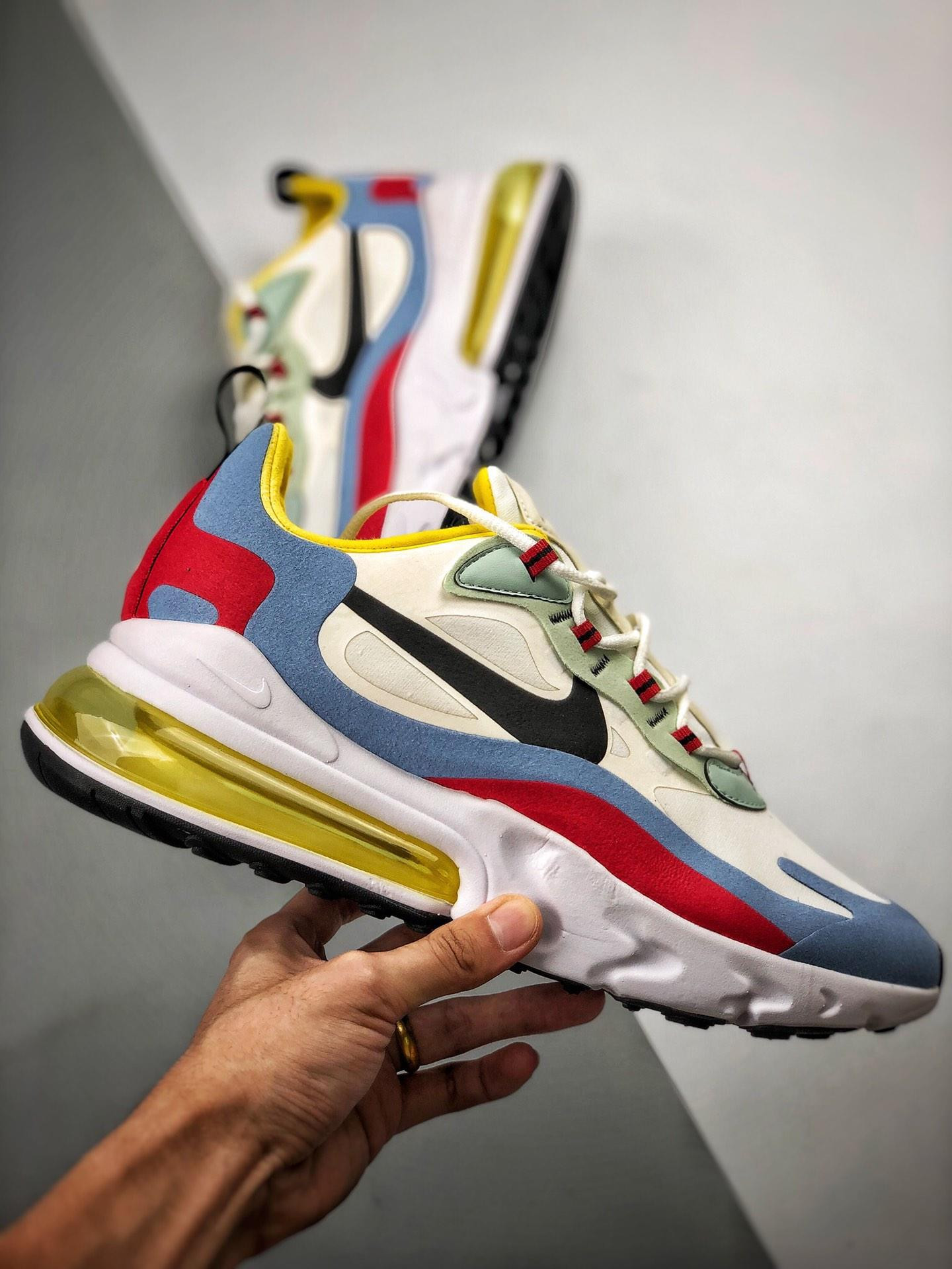 Nike Air Max 270 React Phantom/Black-Light Blue-University Red