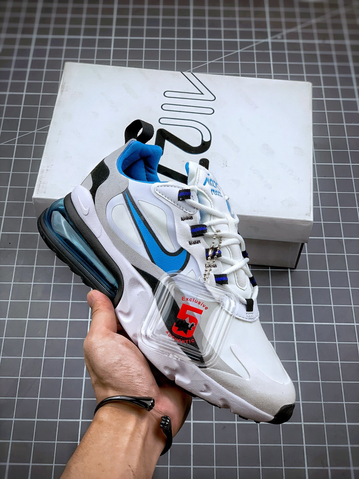 Nike Air Max 270 React White Blue Grey For Sale