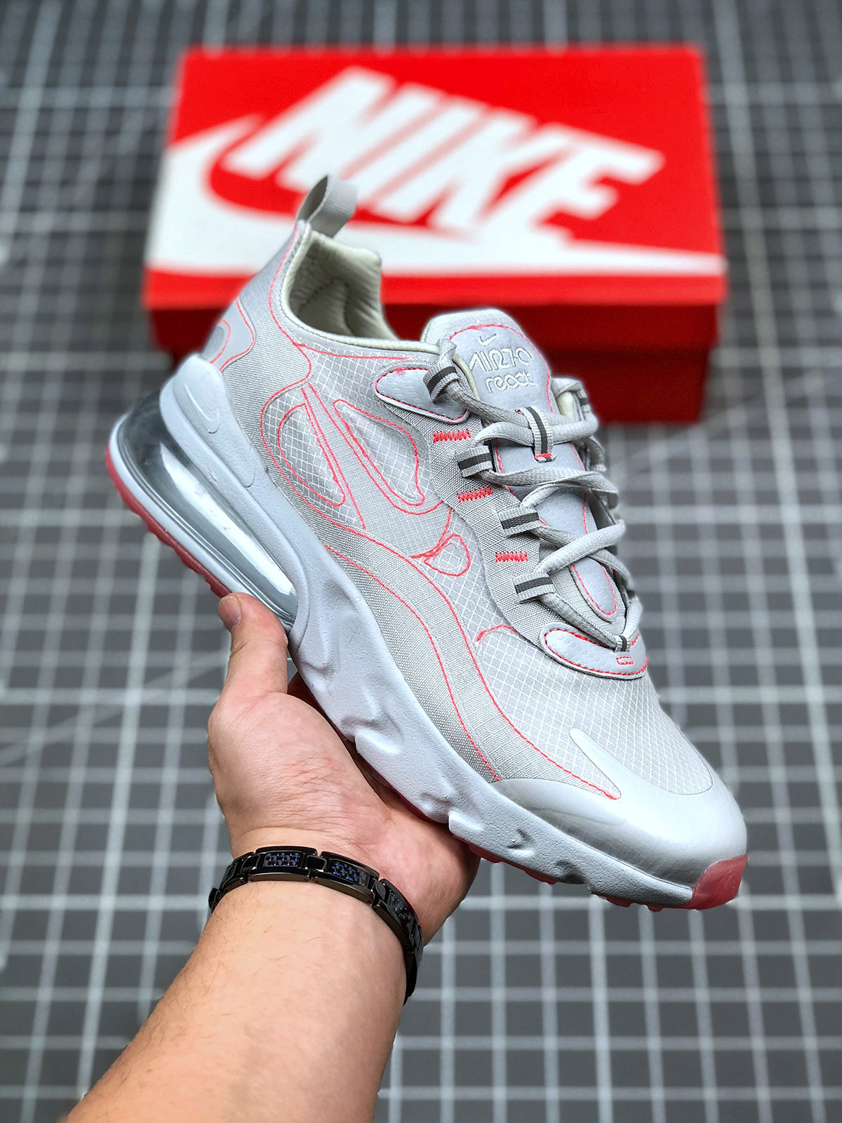Nike Air Max 270 React White/White-Flash Crimson For Sale