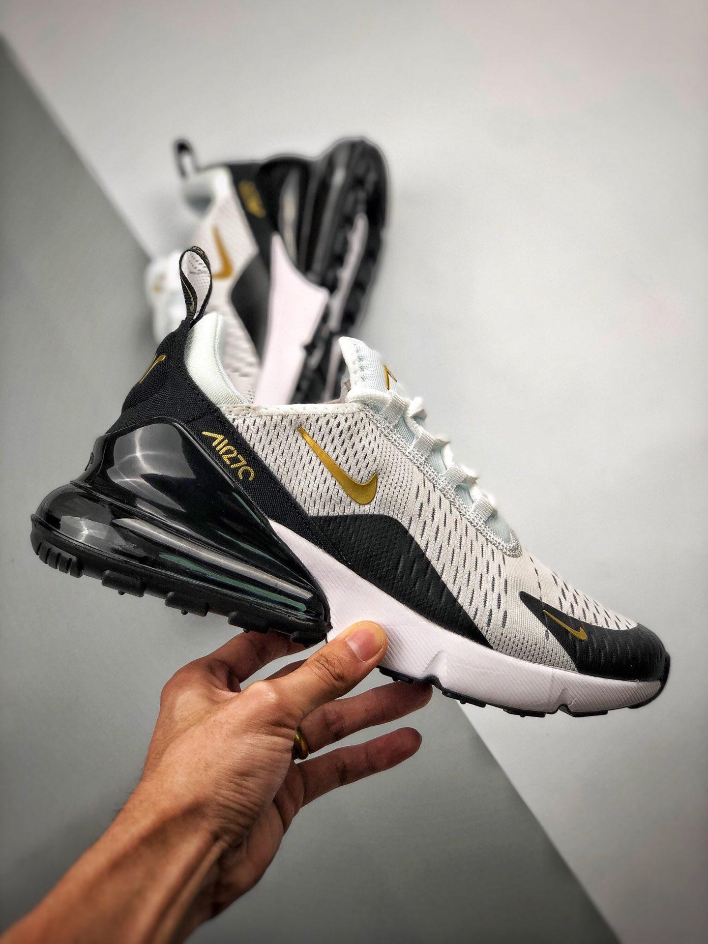 Nike Air Max 270 White/Metallic Gold/Black For Sale