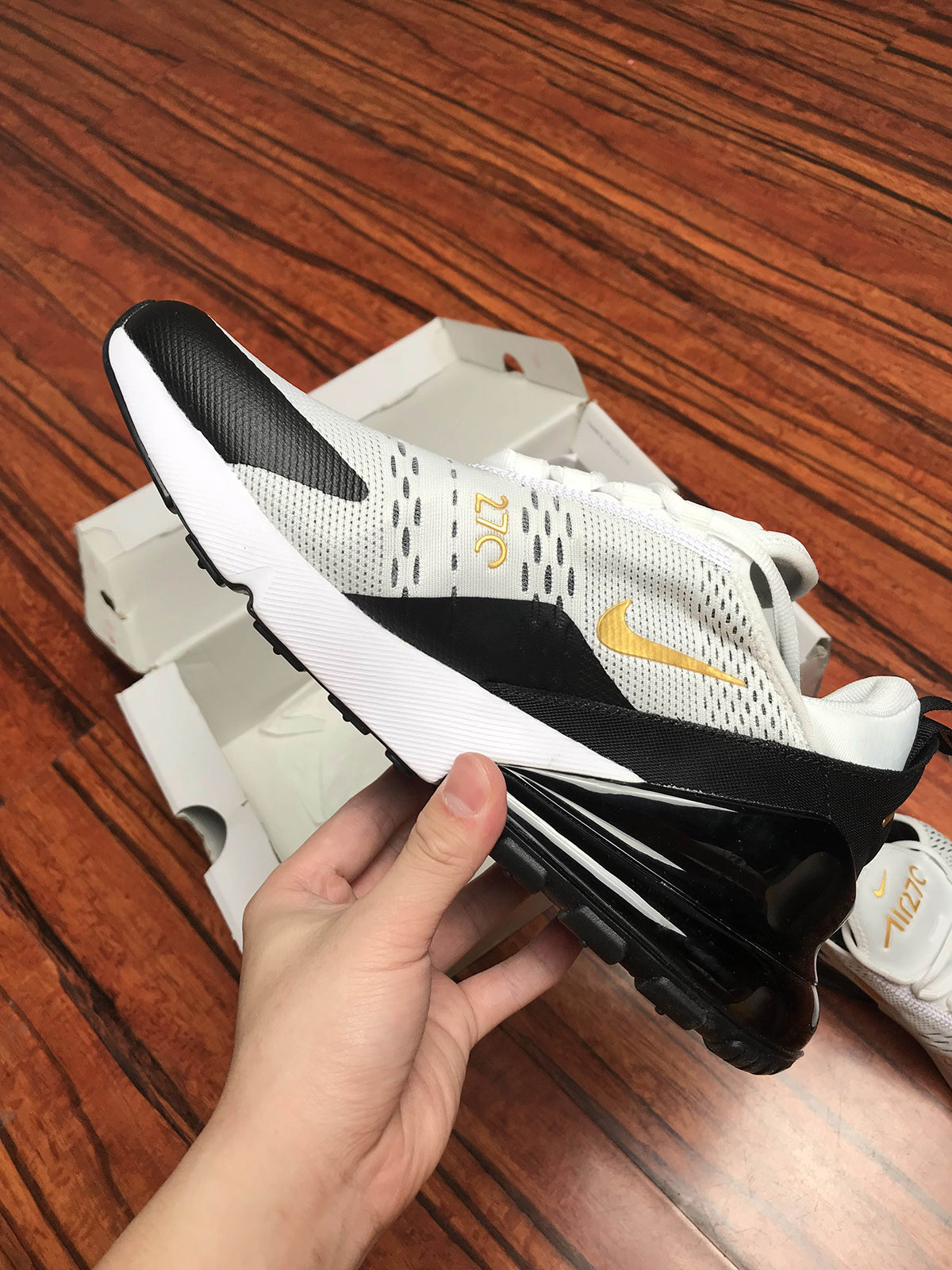 Nike Air Max 270 White/Metallic Gold/Black For Sale