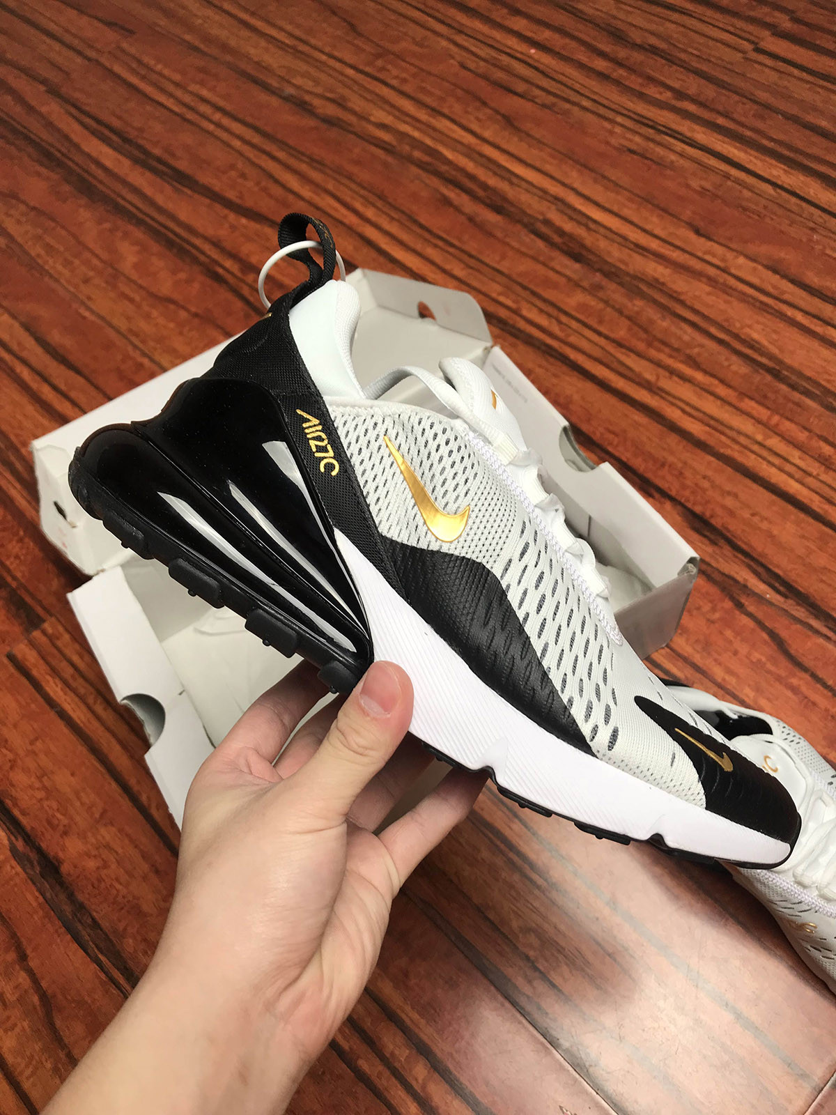Nike Air Max 270 White/Metallic Gold/Black For Sale