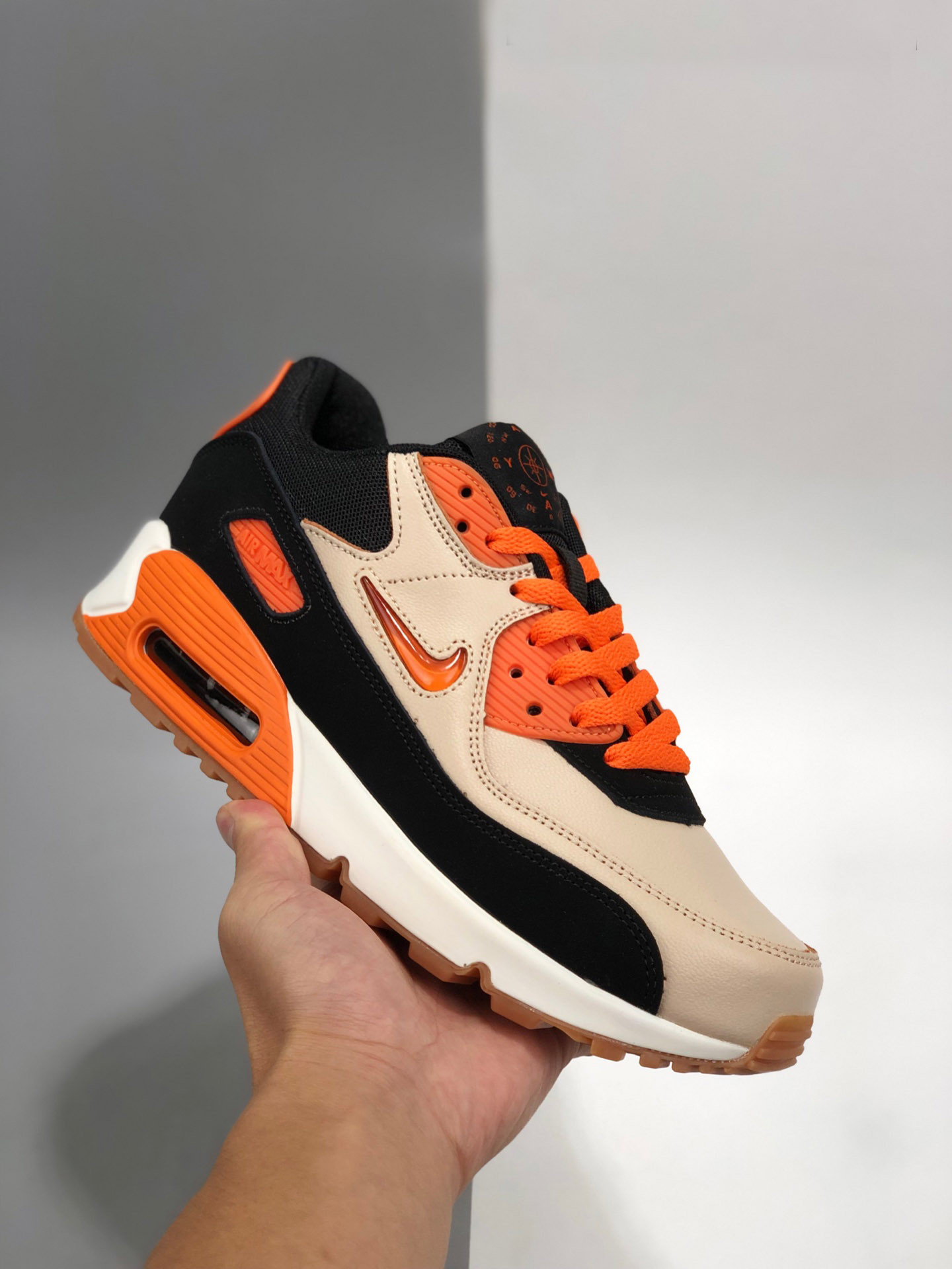 Nike Air Max 90 ‘Home & Away’ Sail/Safety Orange-Black-Gum Medium Brown