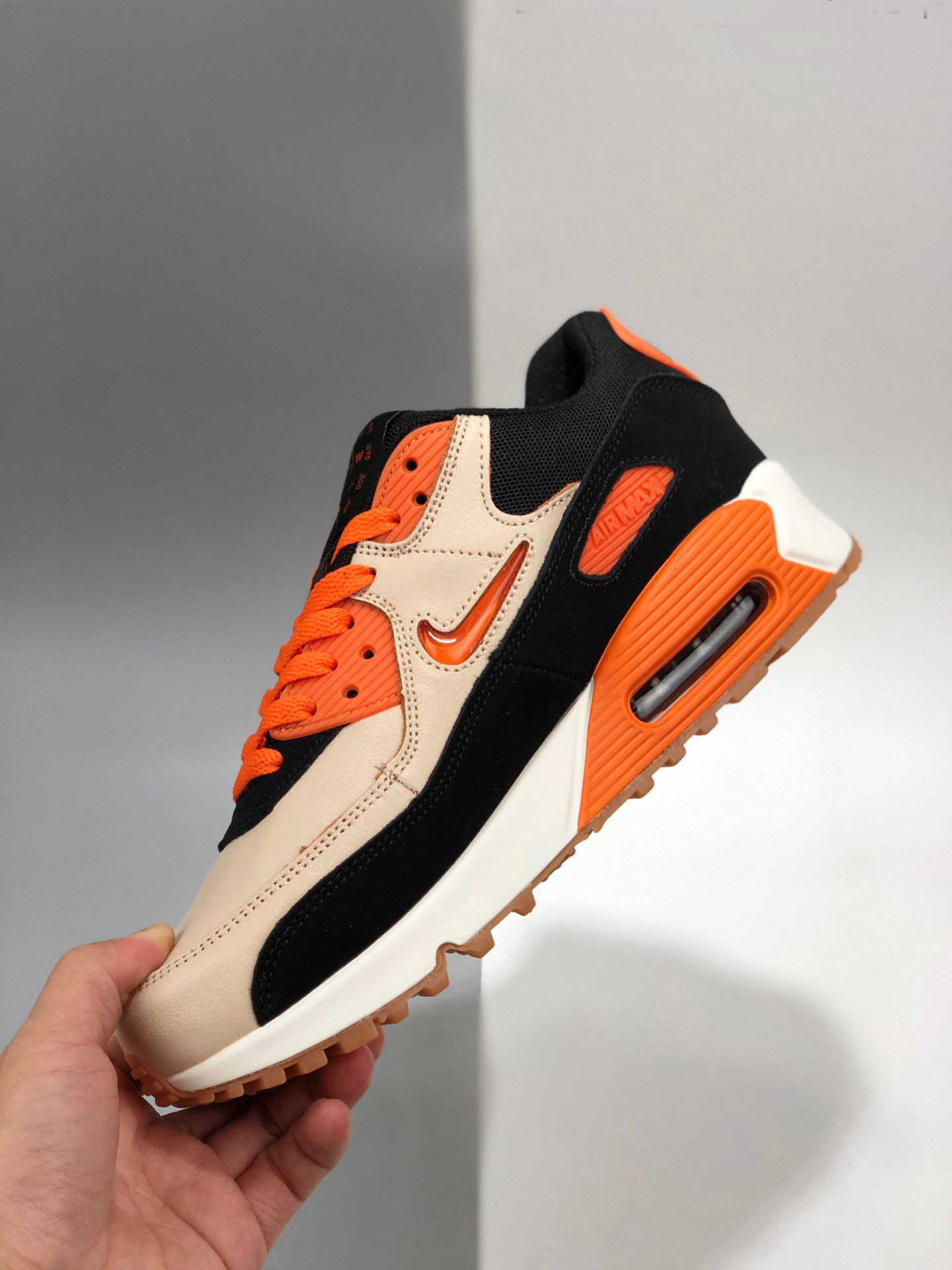 Nike Air Max 90 ‘Home & Away’ Sail/Safety Orange-Black-Gum Medium Brown