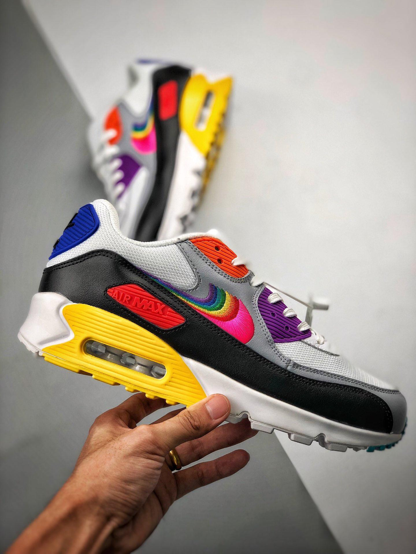 Nike Air Max 90 “Be True” White/Multi Color-Black-Wolf Grey