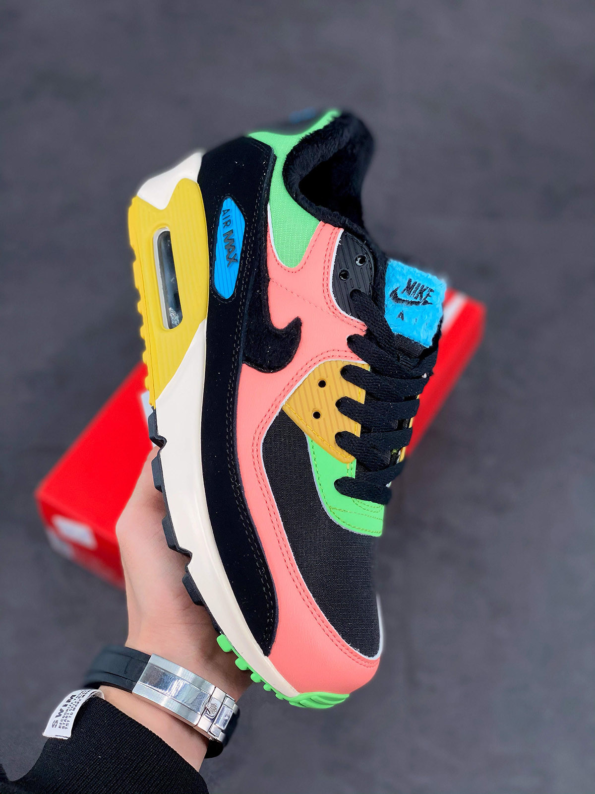 Nike Air Max 90 Atomic Pink/Black-Laser Blue-Solar Flare For Sale