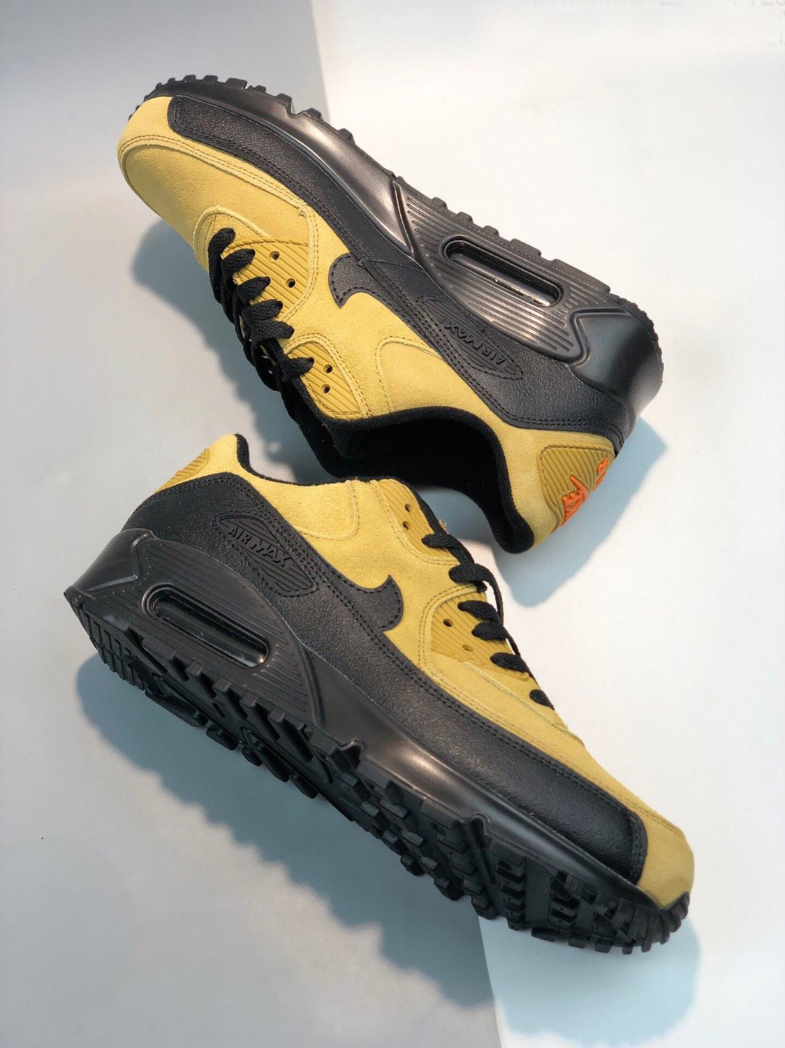 Nike Air Max 90 Essential Black/Wheat Gold-University Red For Sale