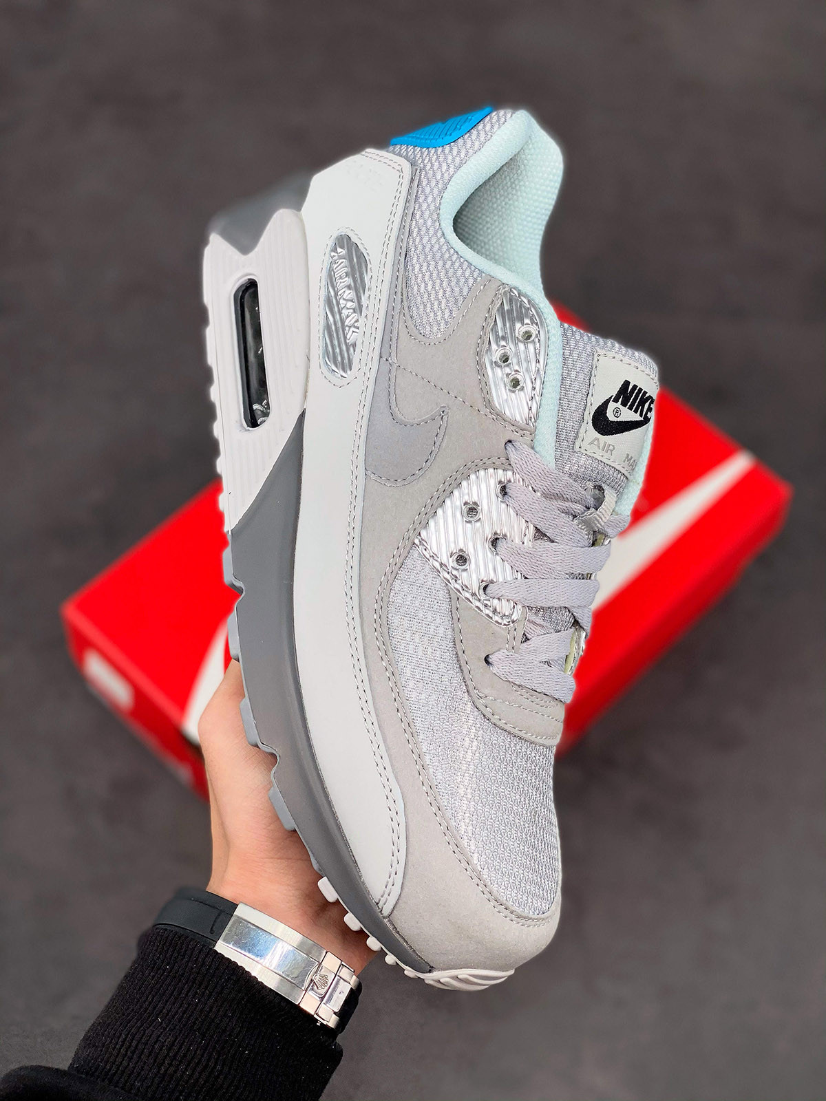Nike Air Max 90 ‘Moscow’ Smoke Grey/Infrared-Laser Blue For Sale
