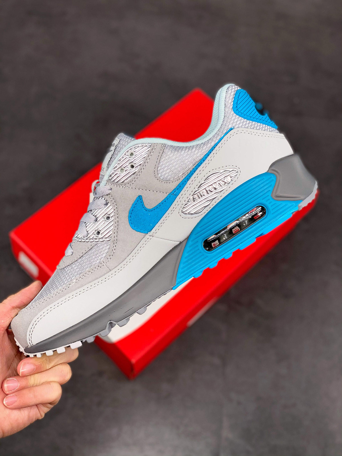 Nike Air Max 90 ‘Moscow’ Smoke Grey/Infrared-Laser Blue For Sale