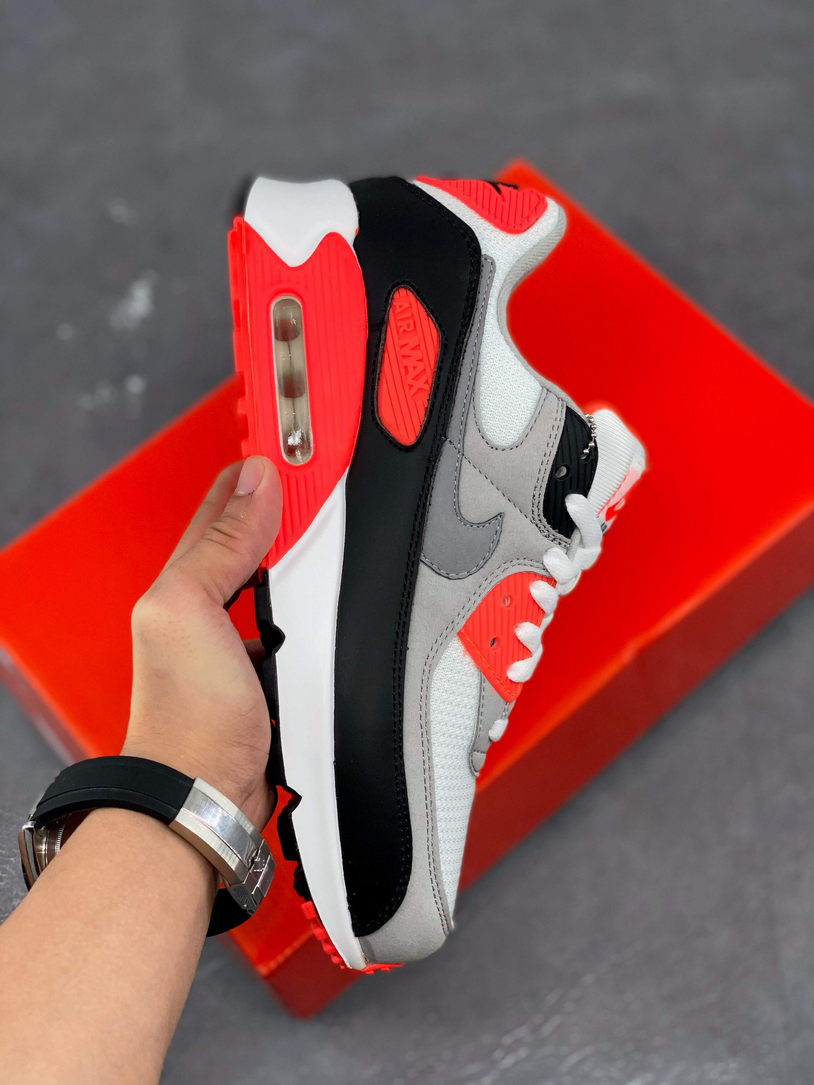 Nike Air Max 90 OG “Infrared” White/Black-Cool Grey-Radiant Red For Sale
