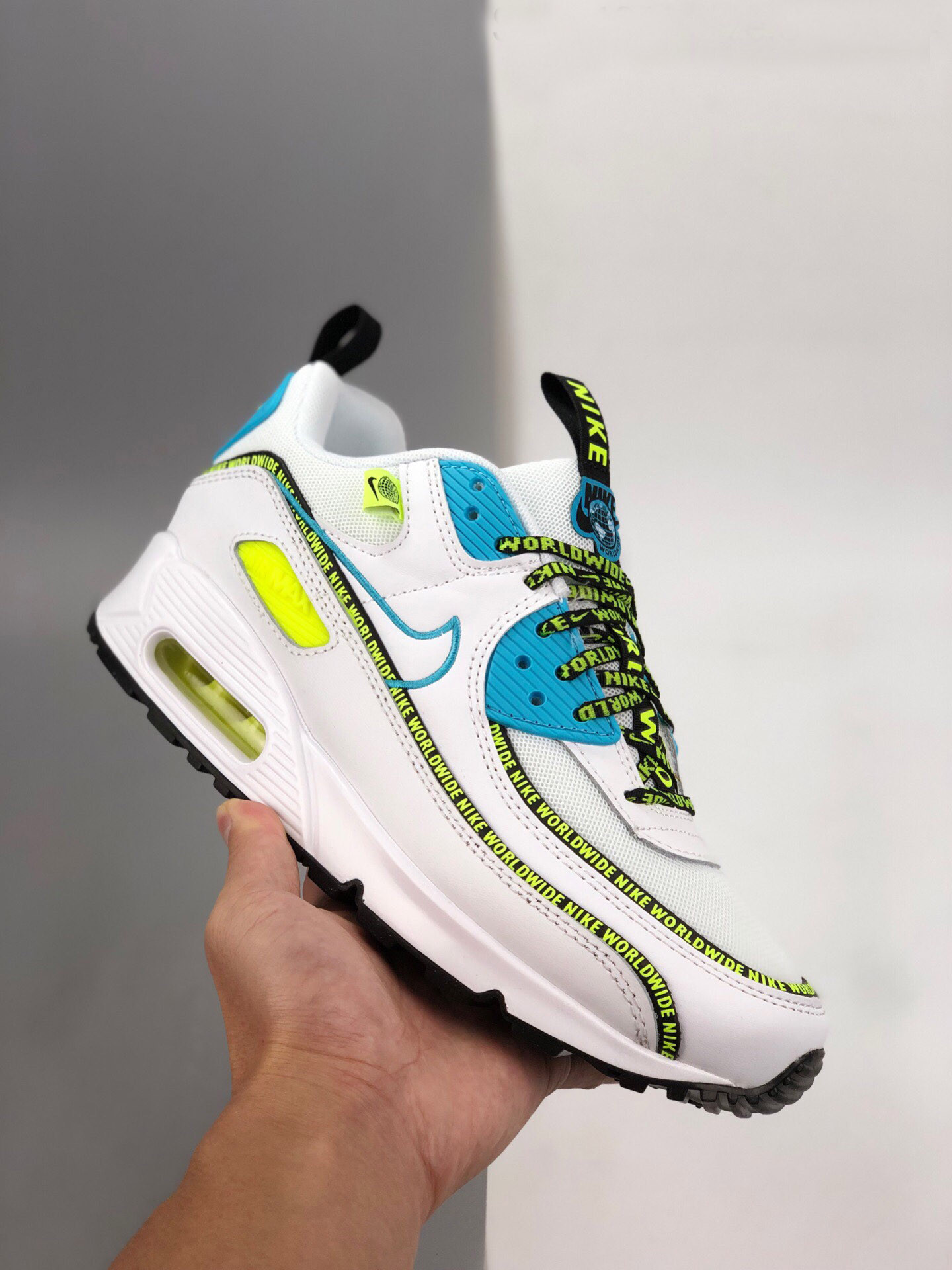 Nike Air Max 90 SE “Worldwide” White/Blue Fury-Black