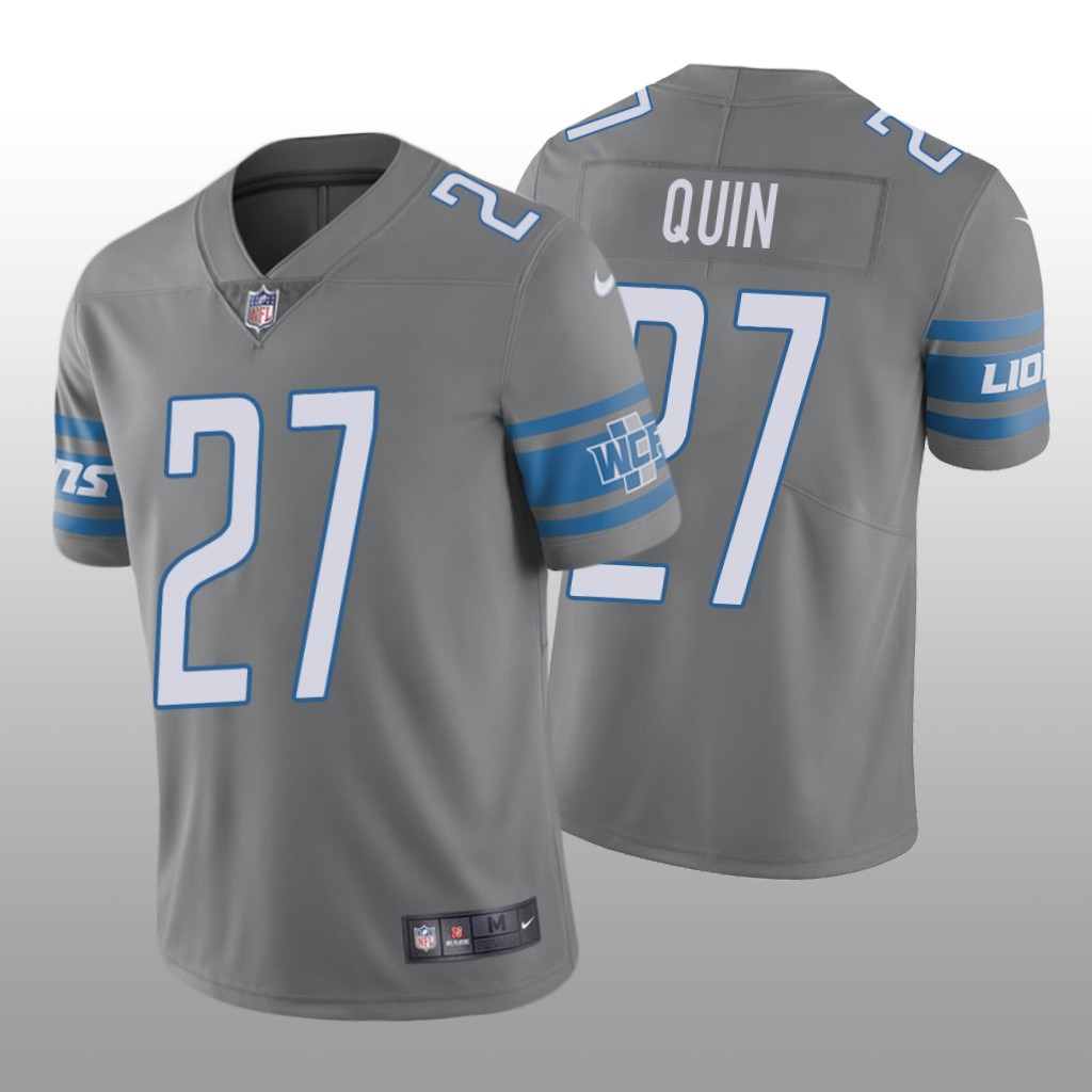 Nike Detroit Lions Glover Quin #27 Men's Steel Color Rush Limited Jersey