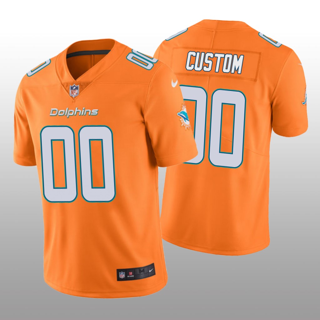 Nike Miami Dolphins Custom #00 Men's Orange Color Rush Limited Jersey