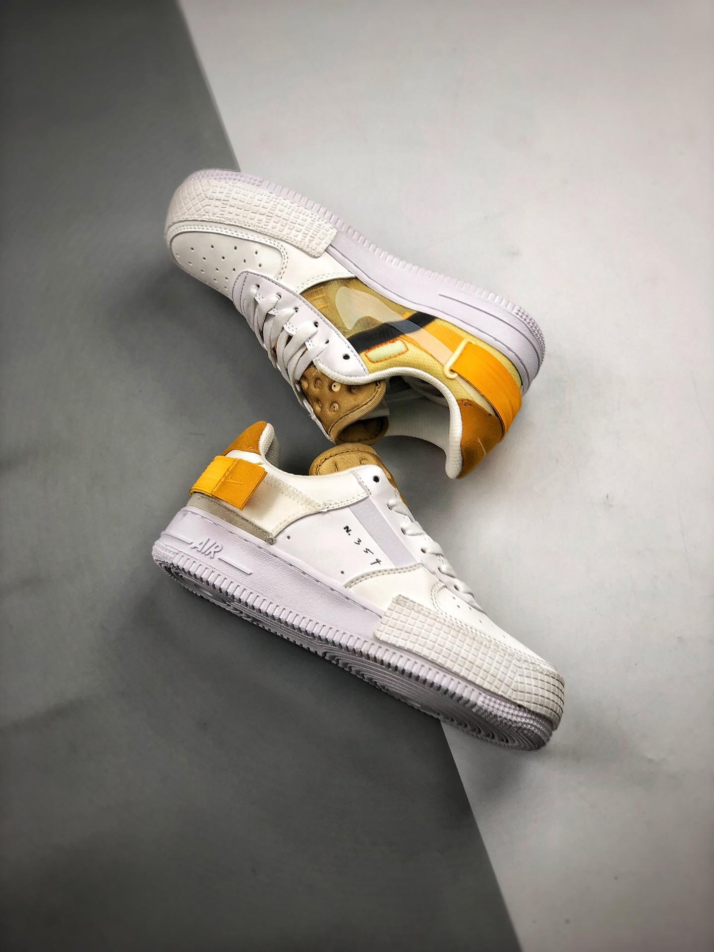 Nike N354 Air Force 1 Type White Gold Yellow For Sale