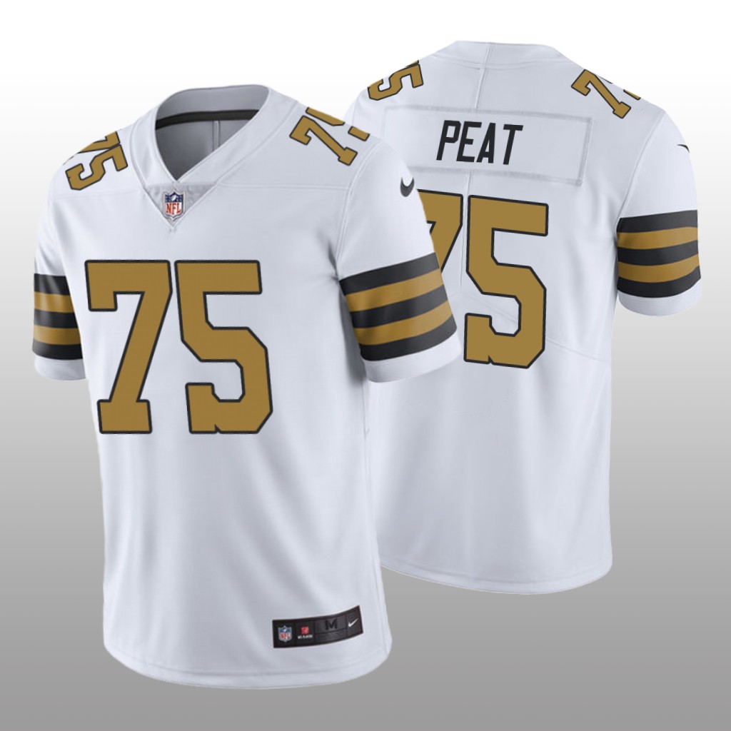 Nike New Orleans Saints Andrus Peat #75 Men's White Color Rush Limited Jersey