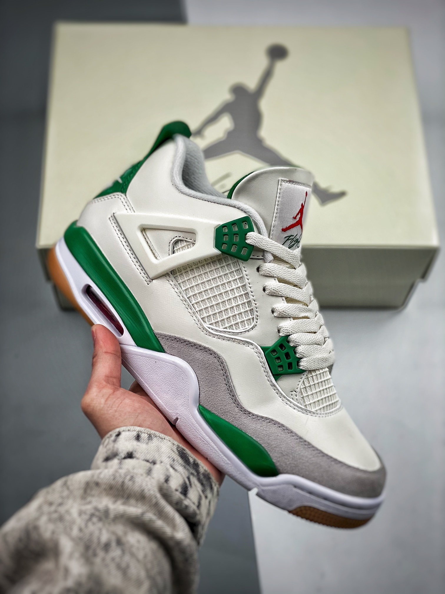 Nike SB x Air Jordan 4 Sail/Pine Green-Neutral Grey For Sale
