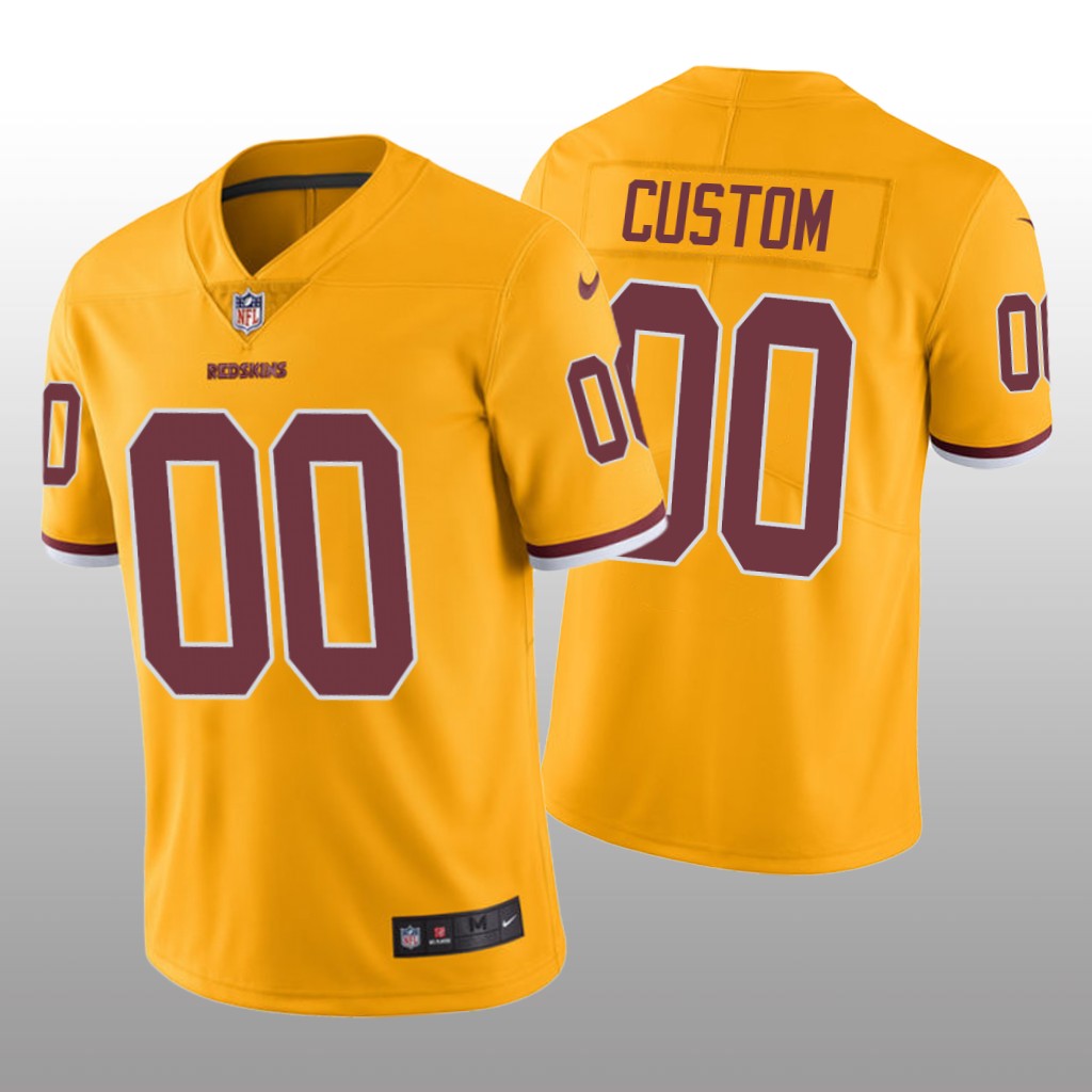 Nike Washington Redskins Custom #00 Men's Gold Color Rush Limited Jersey